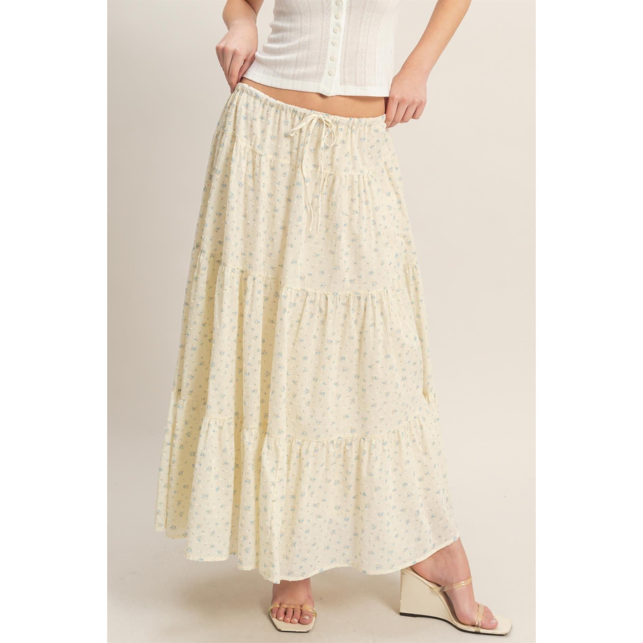 floral drawstring maxi skirt