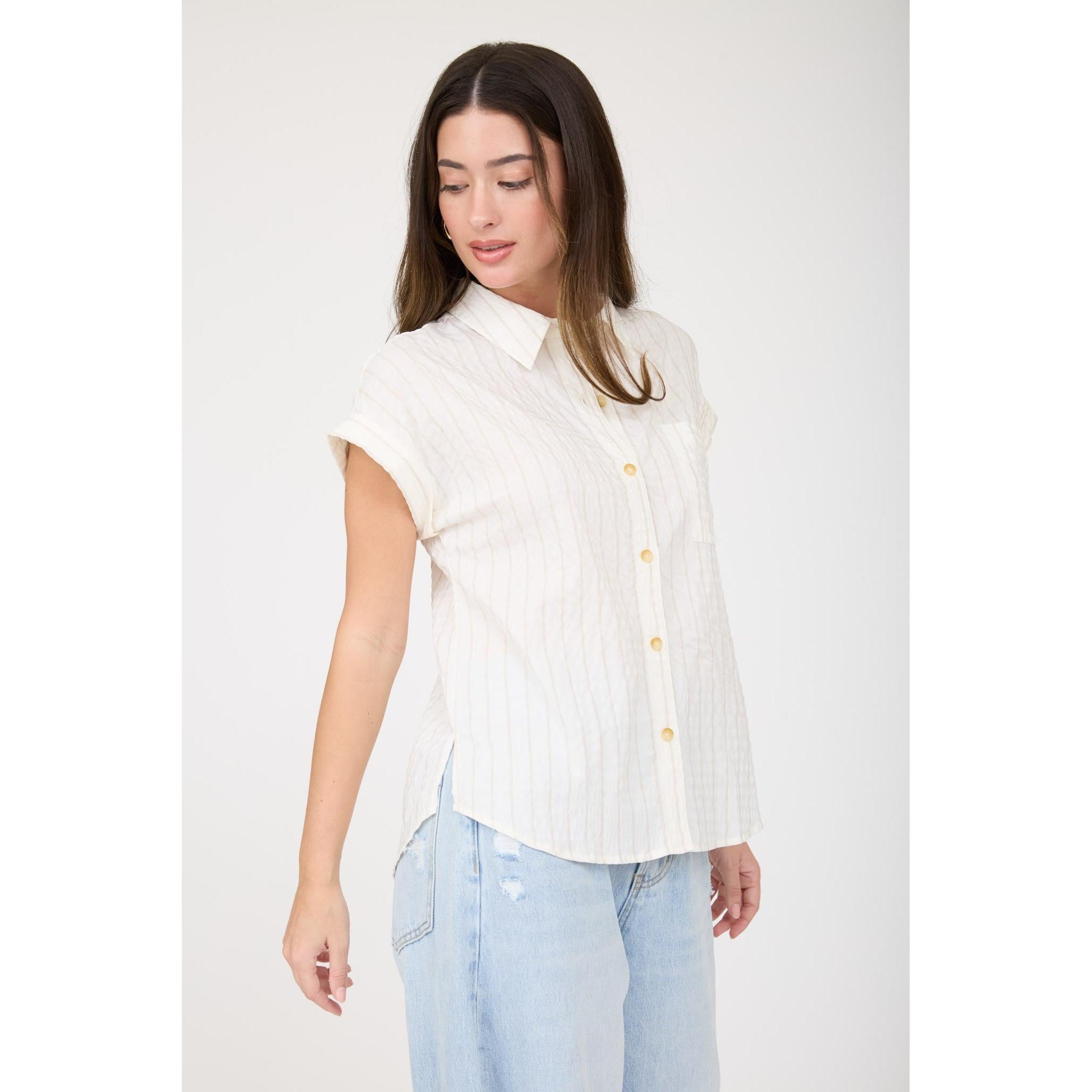 Stripe Woven Button Down Shirt