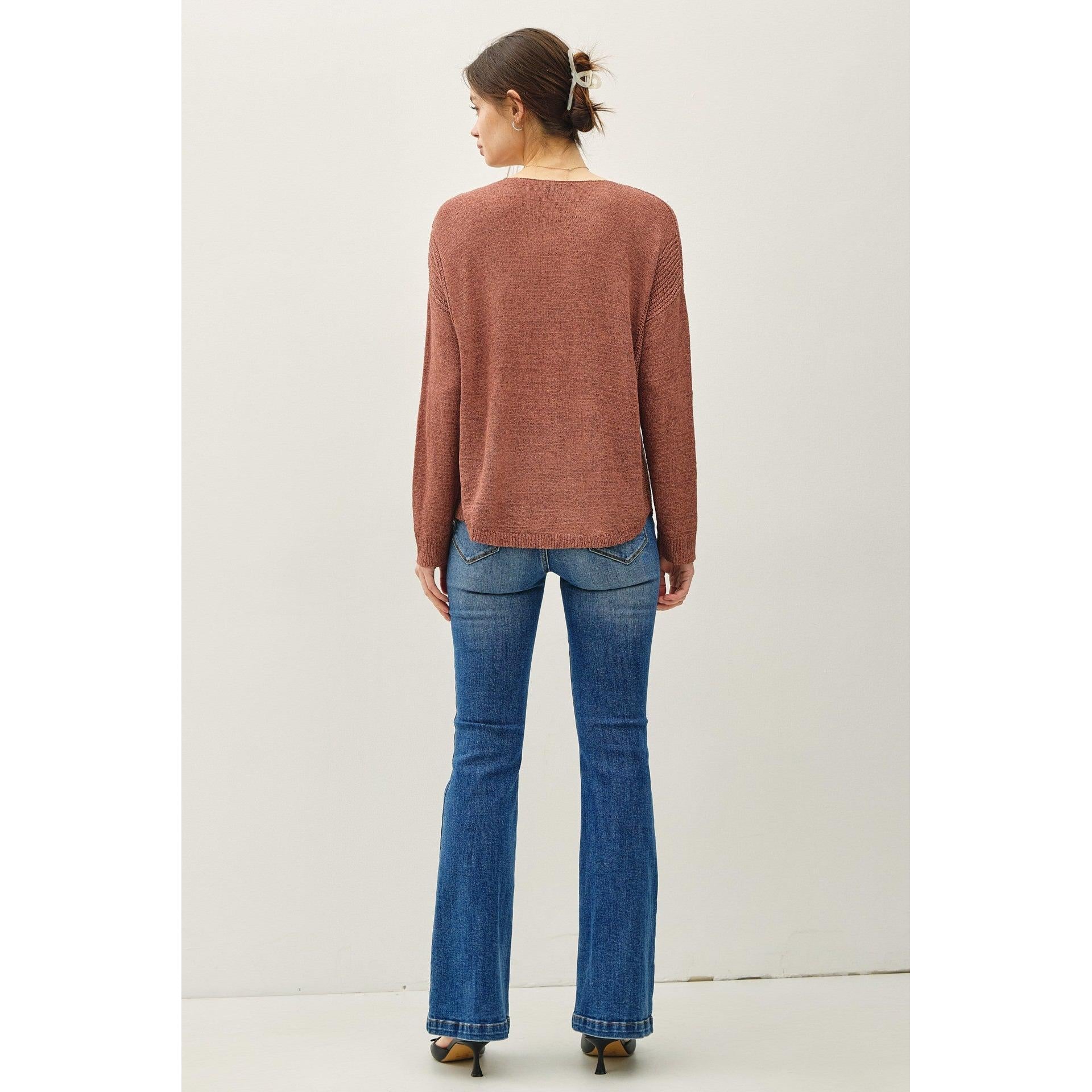 Lightweight Drop Shoulder Sweater || Clay