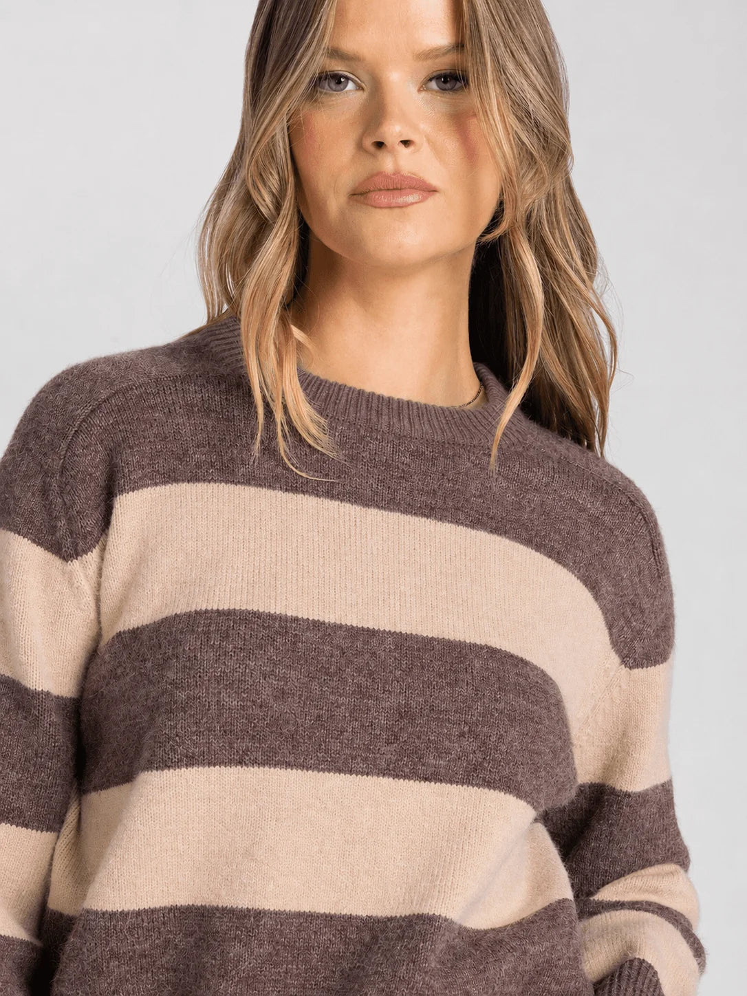 Thread & Supply Billie Sweater || Maroon Beige Stripe