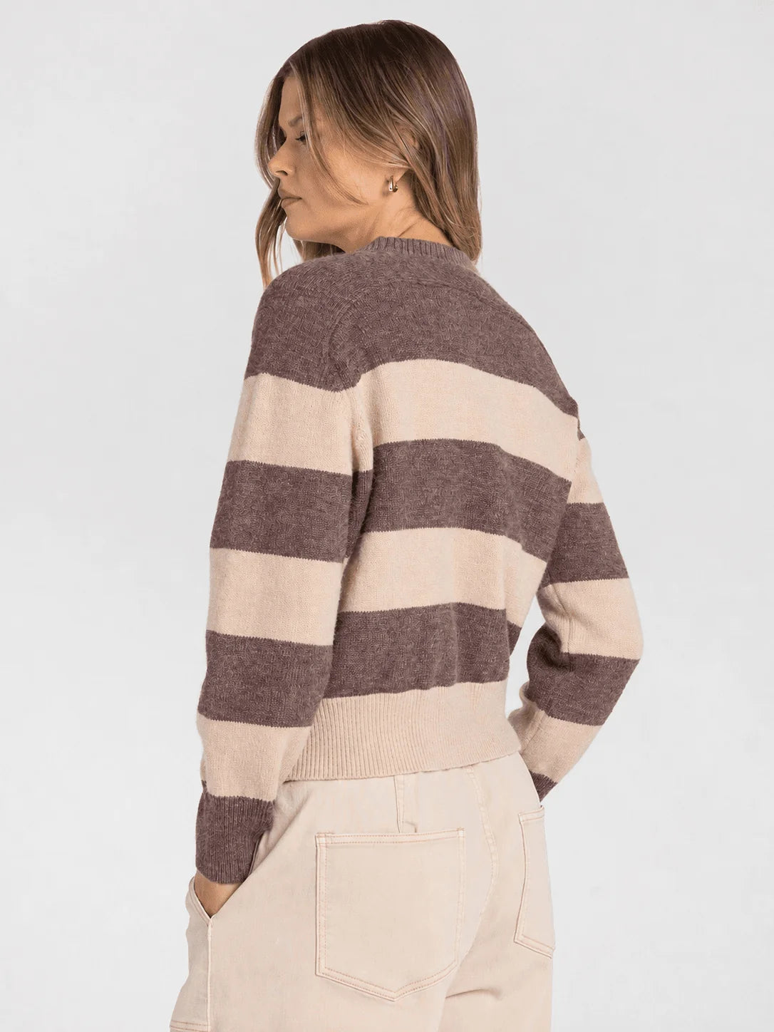 Thread & Supply Billie Sweater || Maroon Beige Stripe