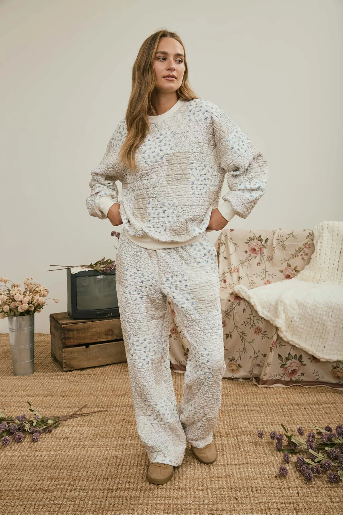 Floral Patchwork Quilted Lounge Pants