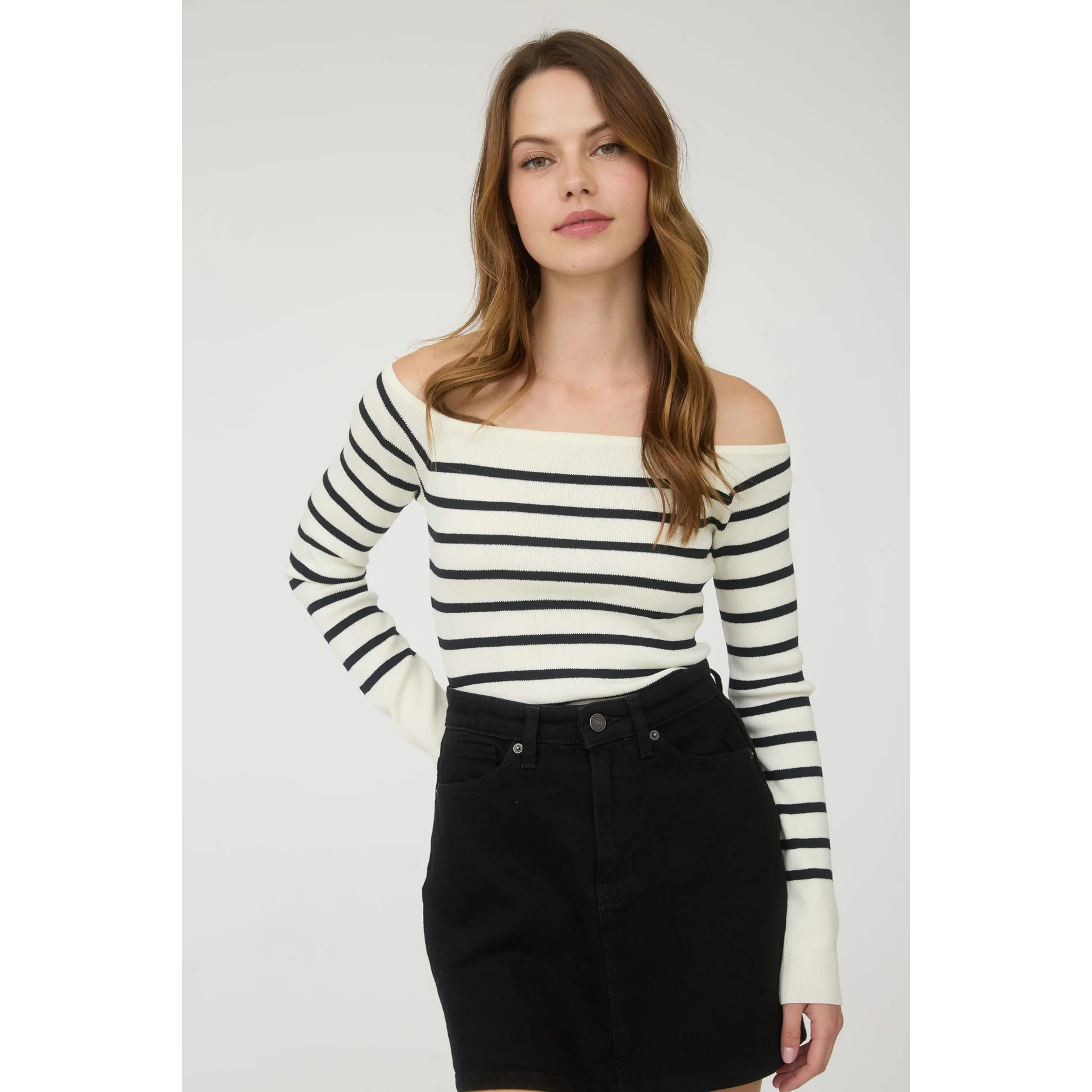 Off The Shoulder Long Sleeve Knit Sweater