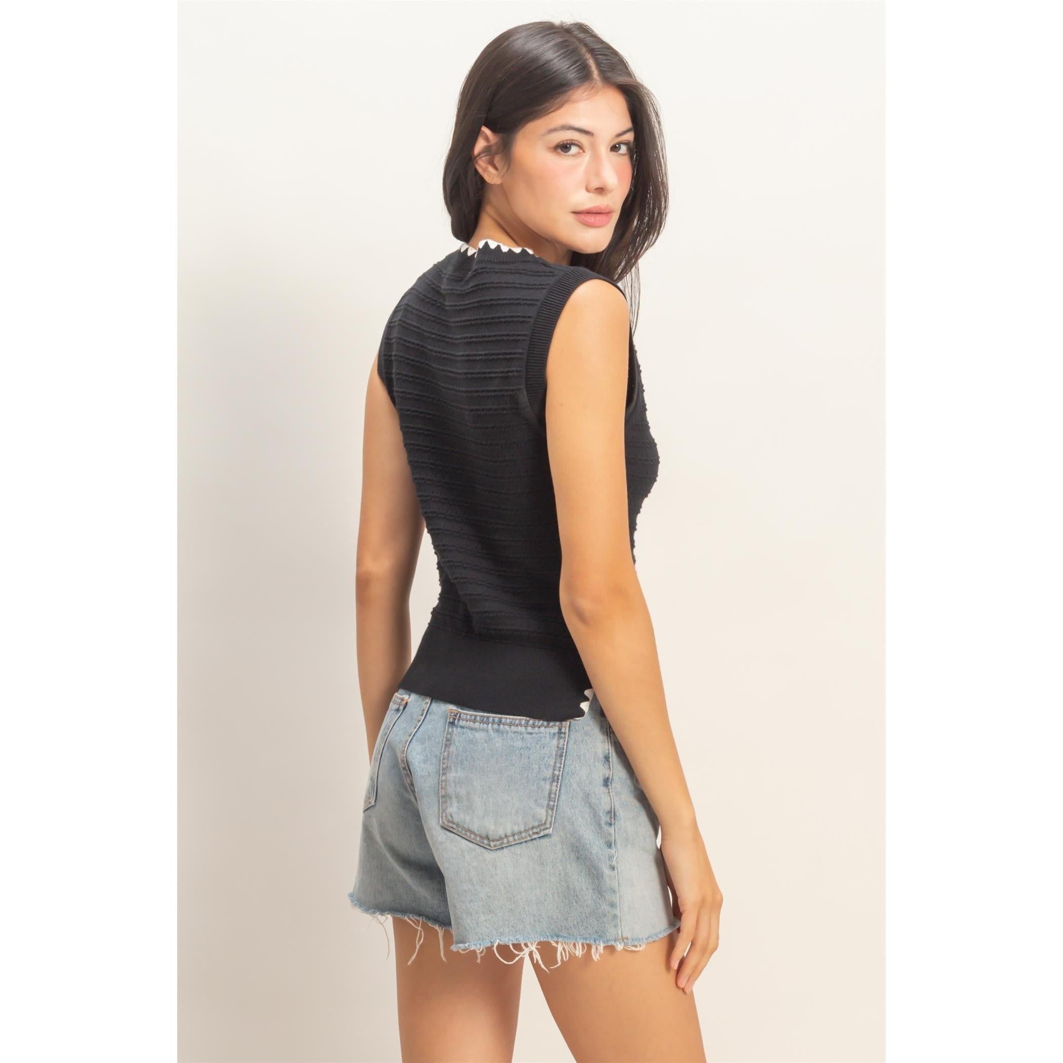 Sleeveless Knit Top || Black