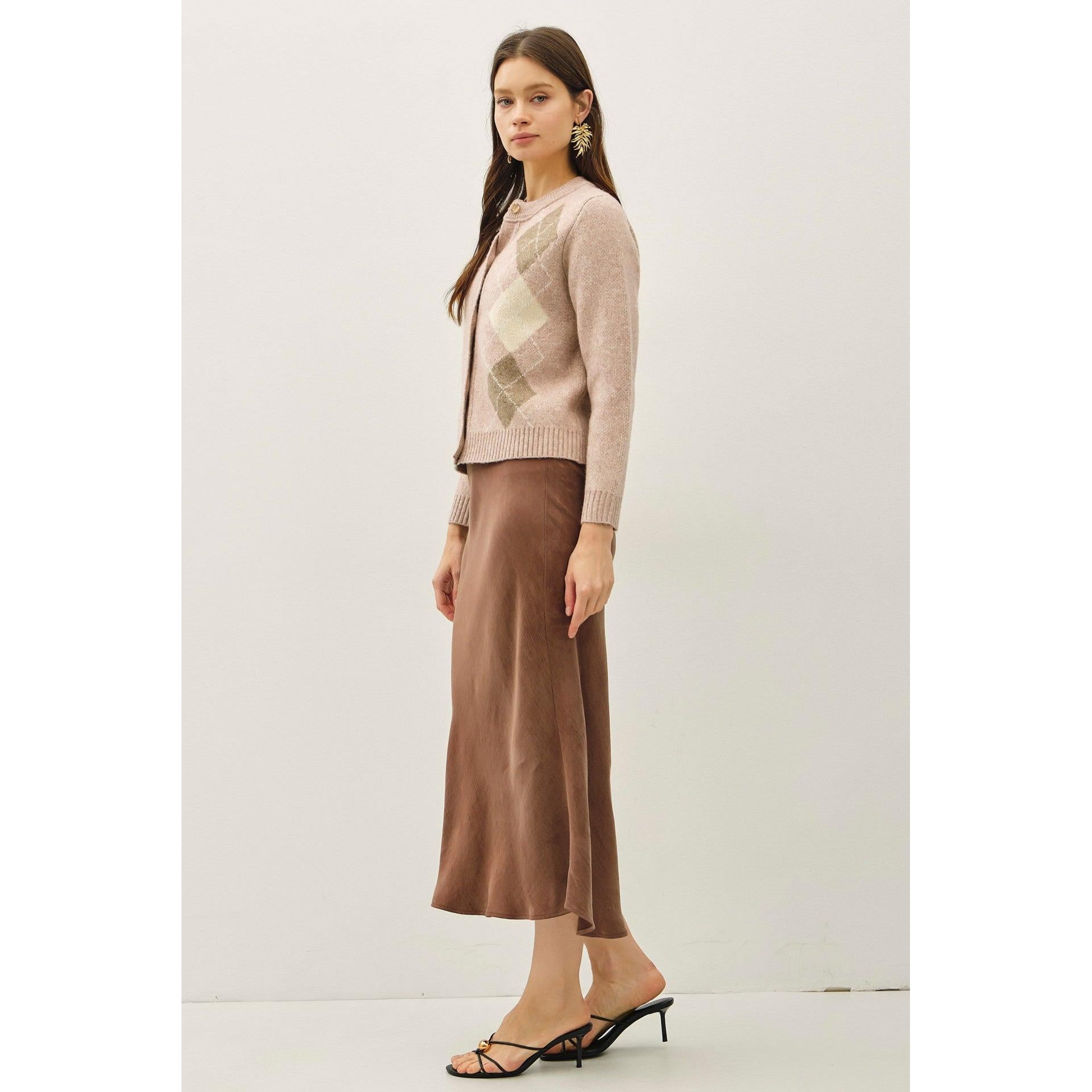 Argyle Cardigan || Blush