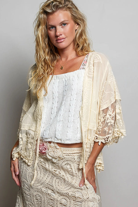 sheer lace flowy cardigan