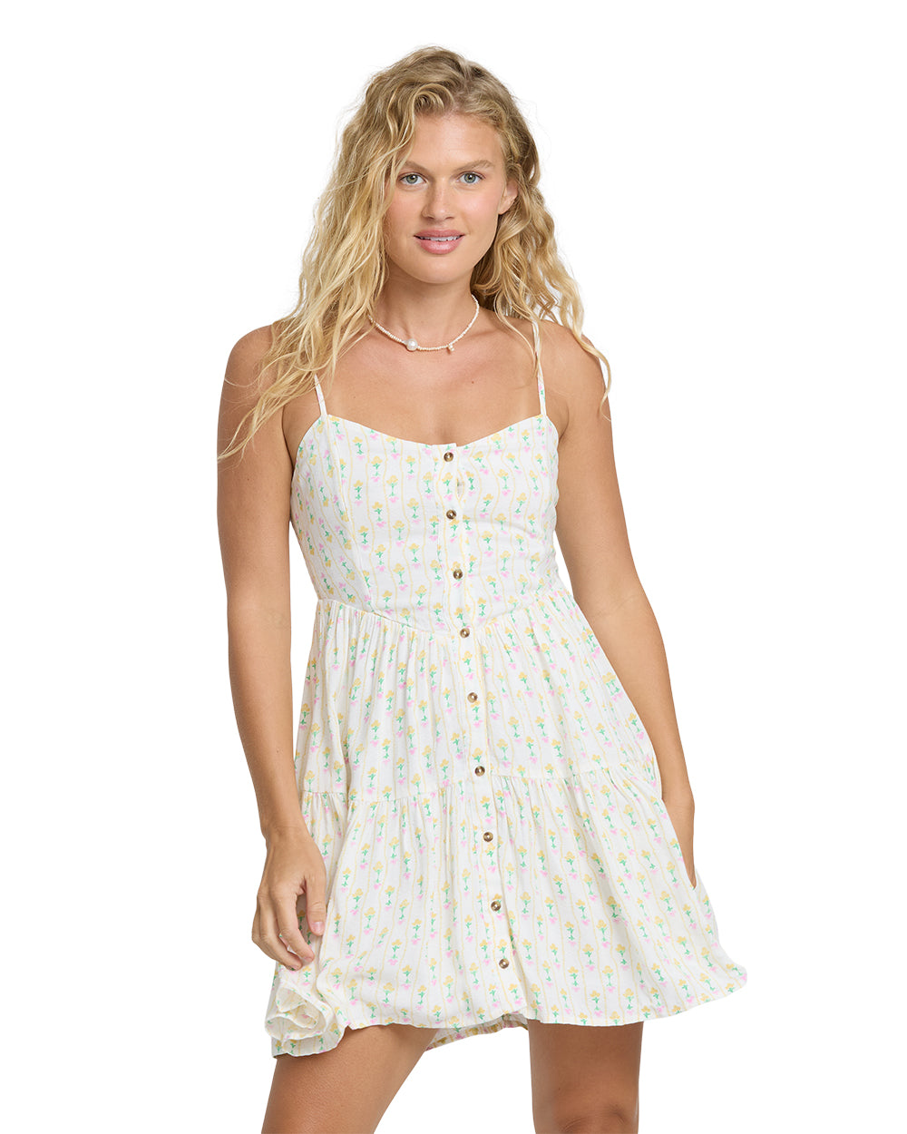 Billabong button front floral mini dress