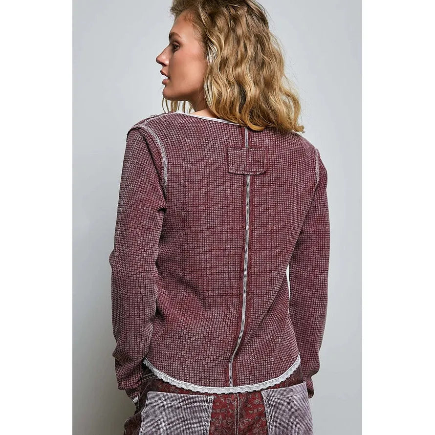 Thermal with Lace Trim || Burgundy