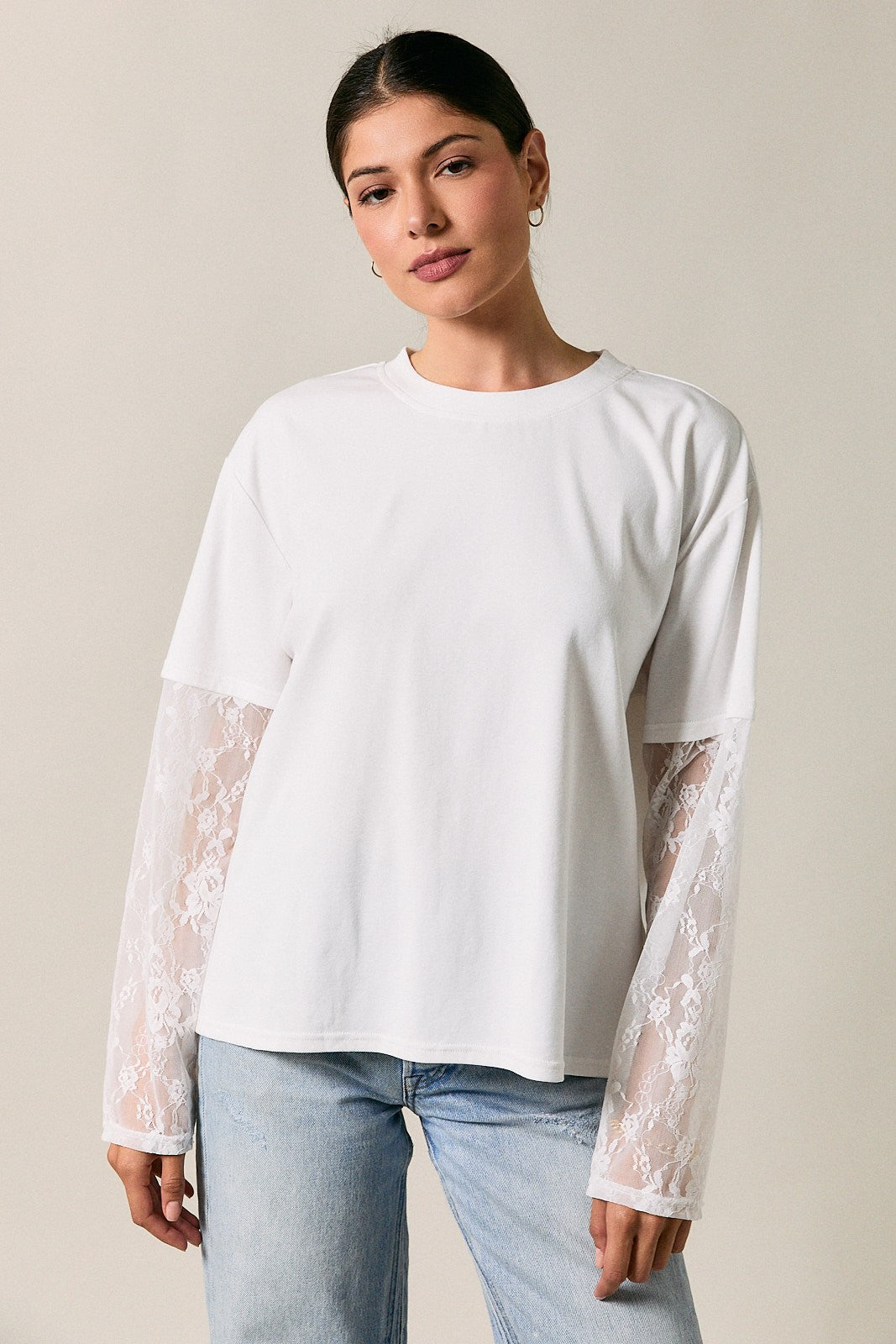 lace sleeve t-shirt