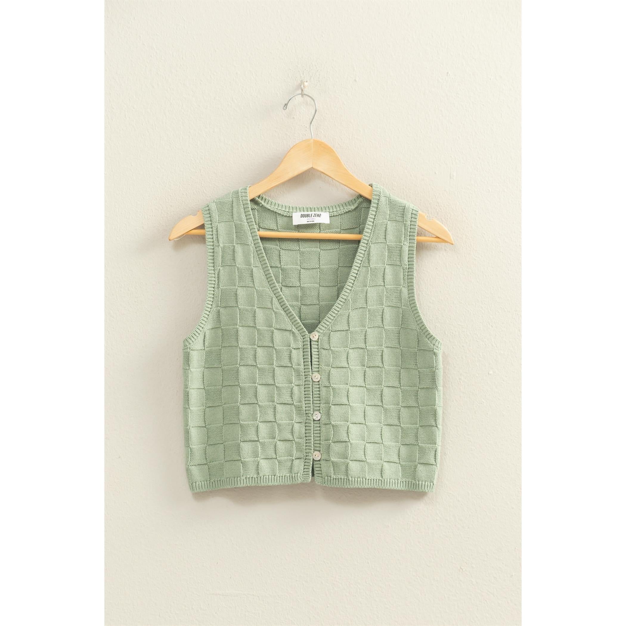 knit vest top with buttons