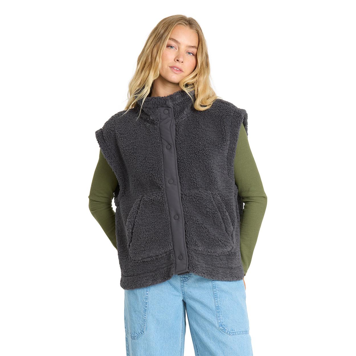 Billabong Waver Sherpa Vest || Washed Black