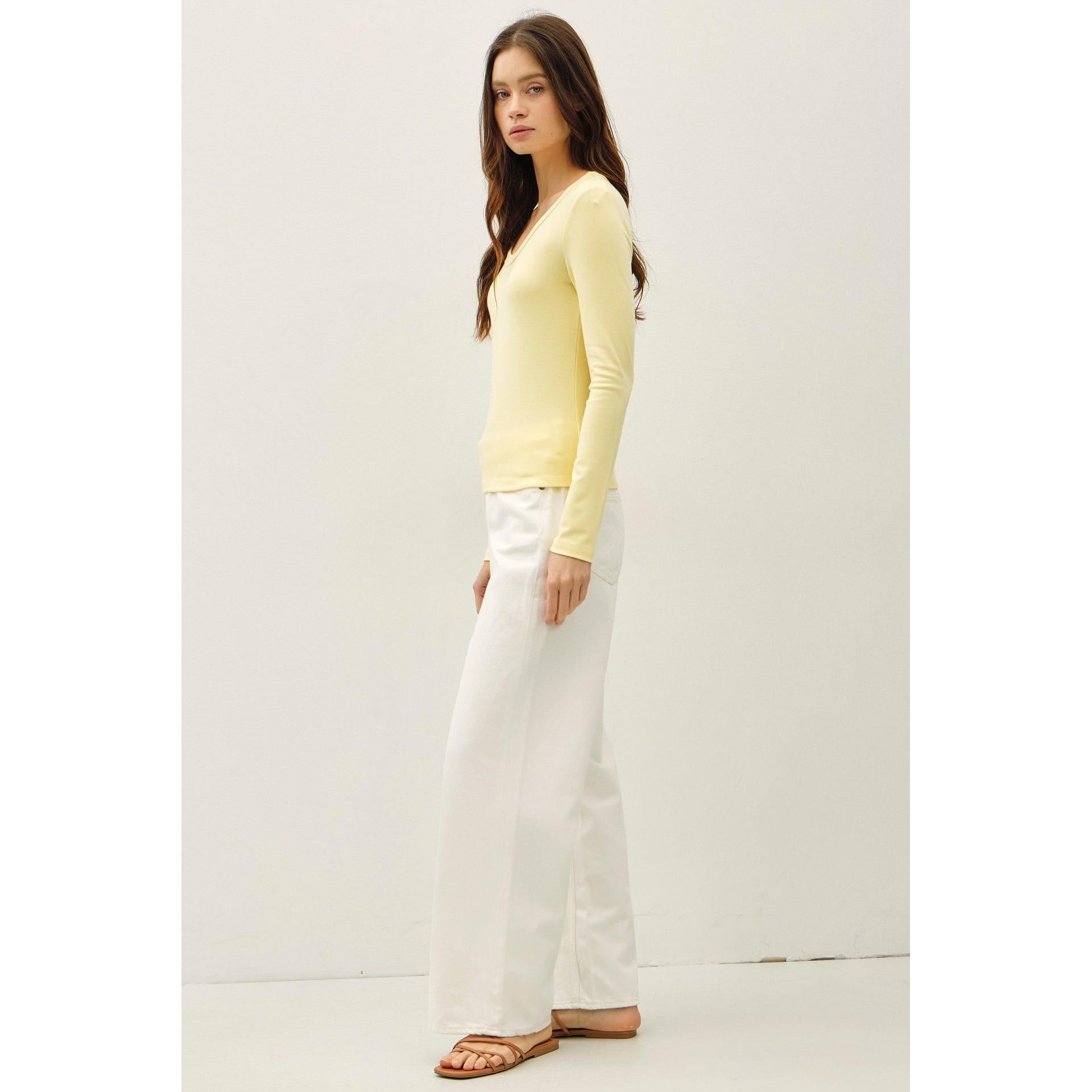 Soft Jersey U Neck Long Sleeve