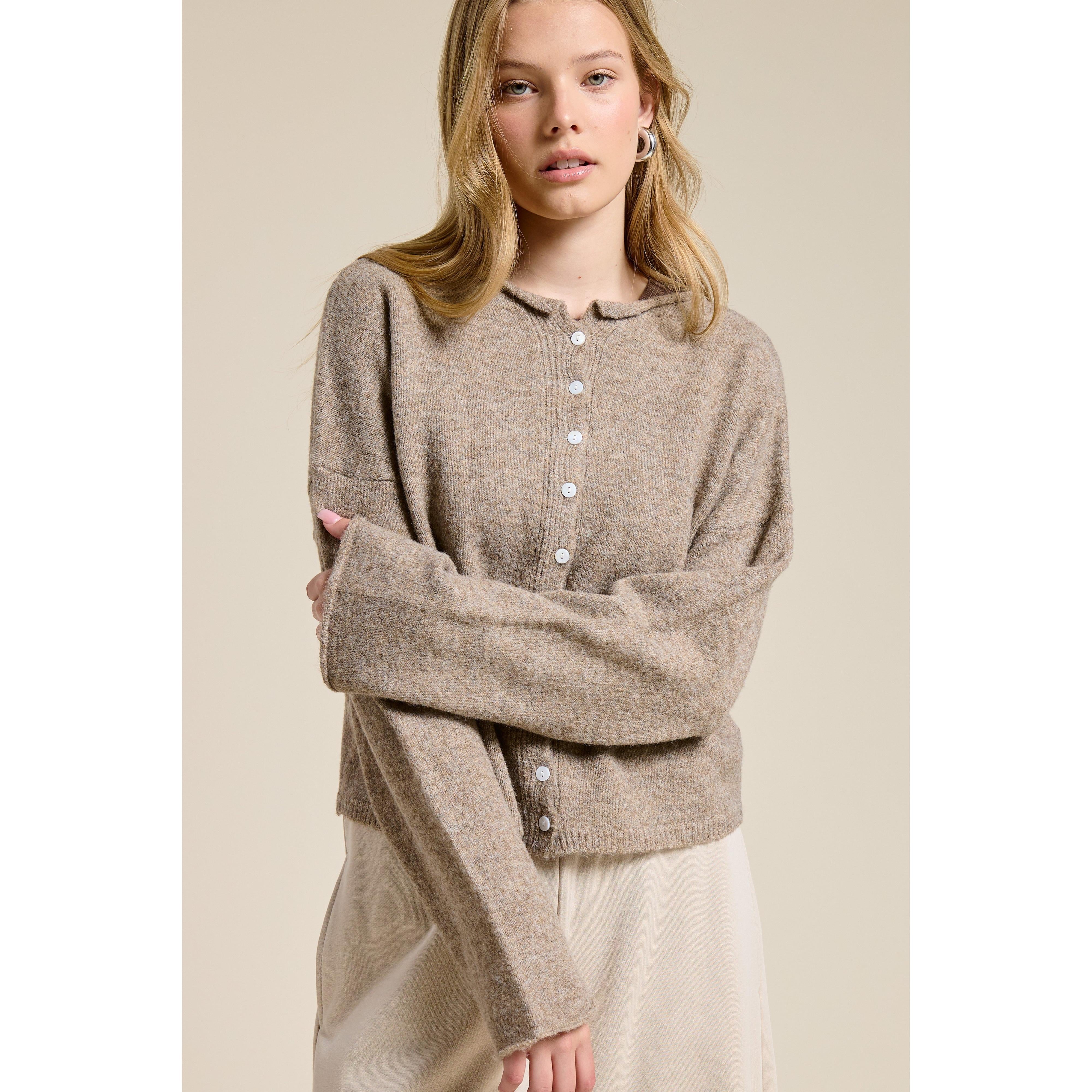 brown mocha Essential Button Down Cardigan