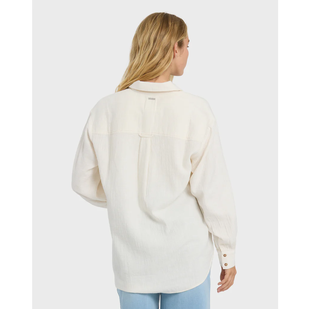 Billabong Wanderer Solid Long Sleeve Woven Top || Salt Crystal