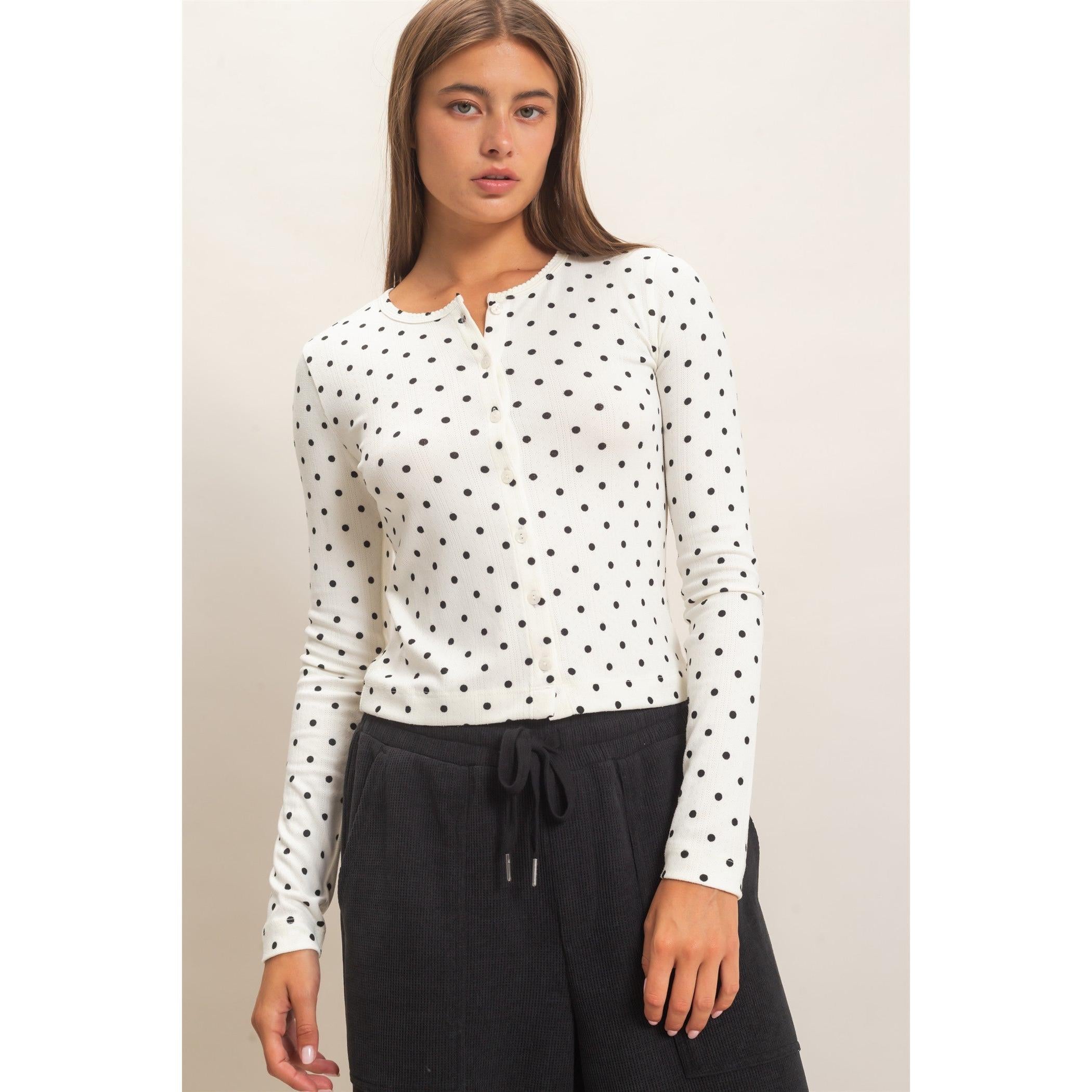 polka dot long sleeve top 
