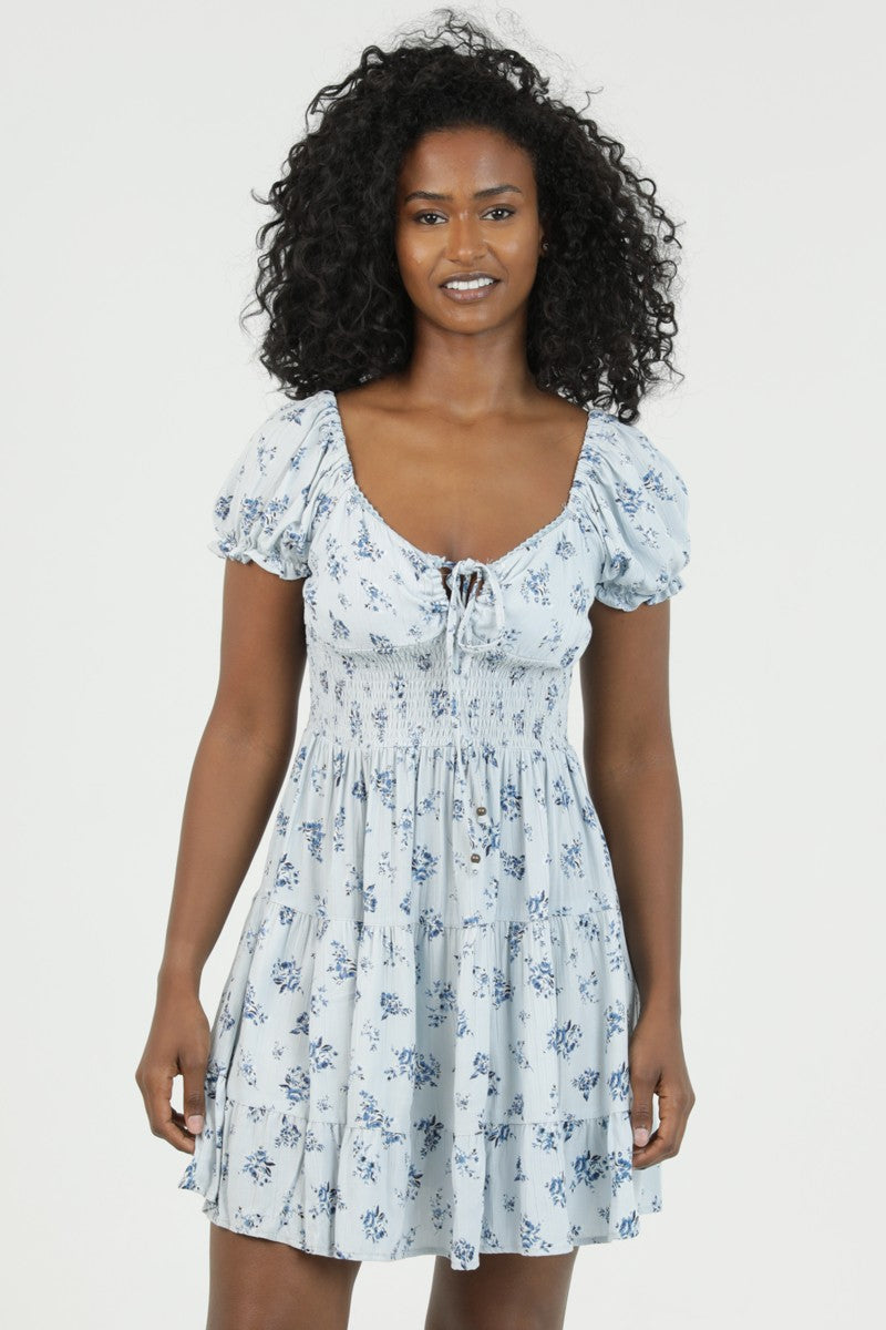 light blue floral dress