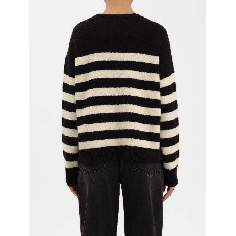 Daze Carlyle Everyday Crewneck Sweater || Black/Ivory Stripe