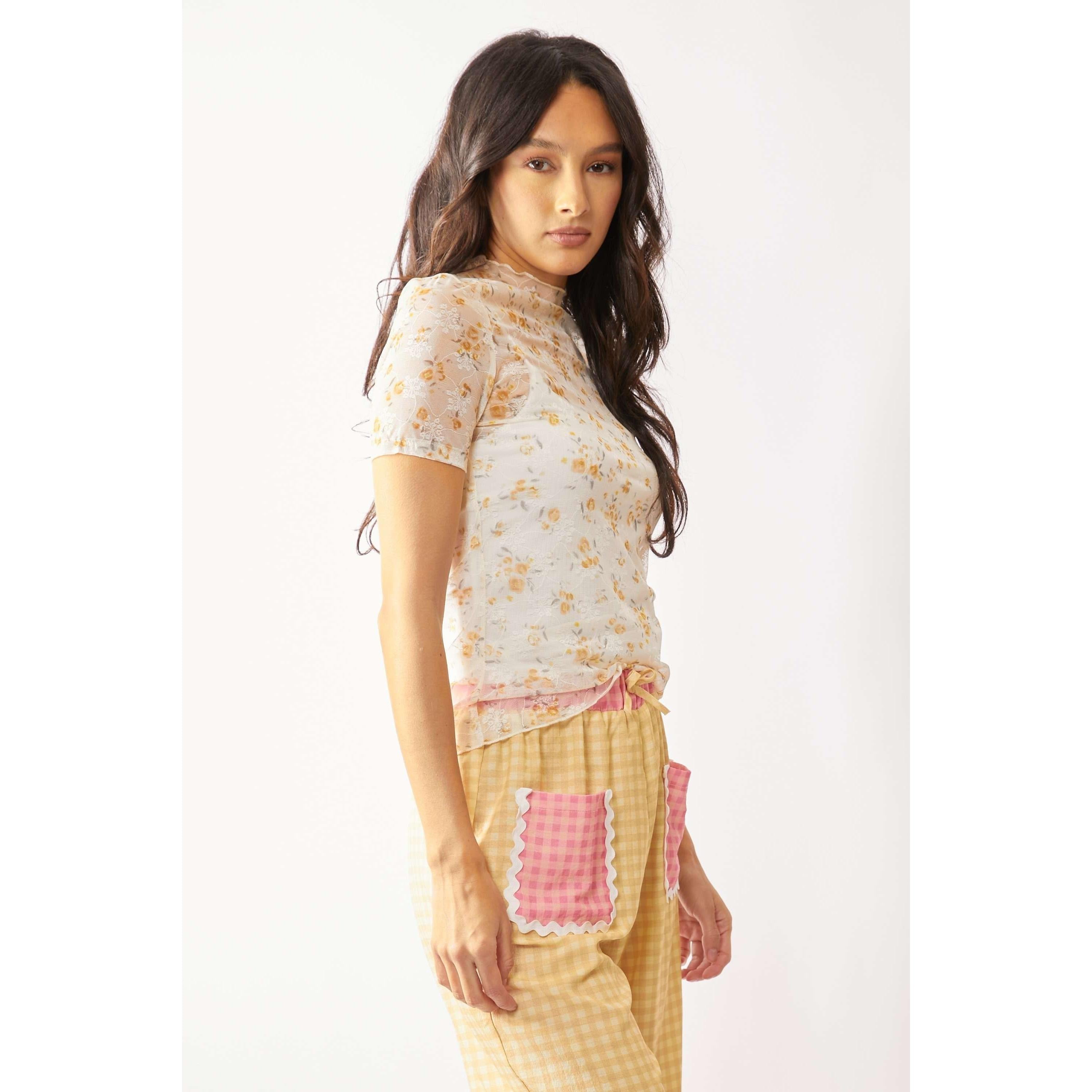 Lace Floral Sheer Top