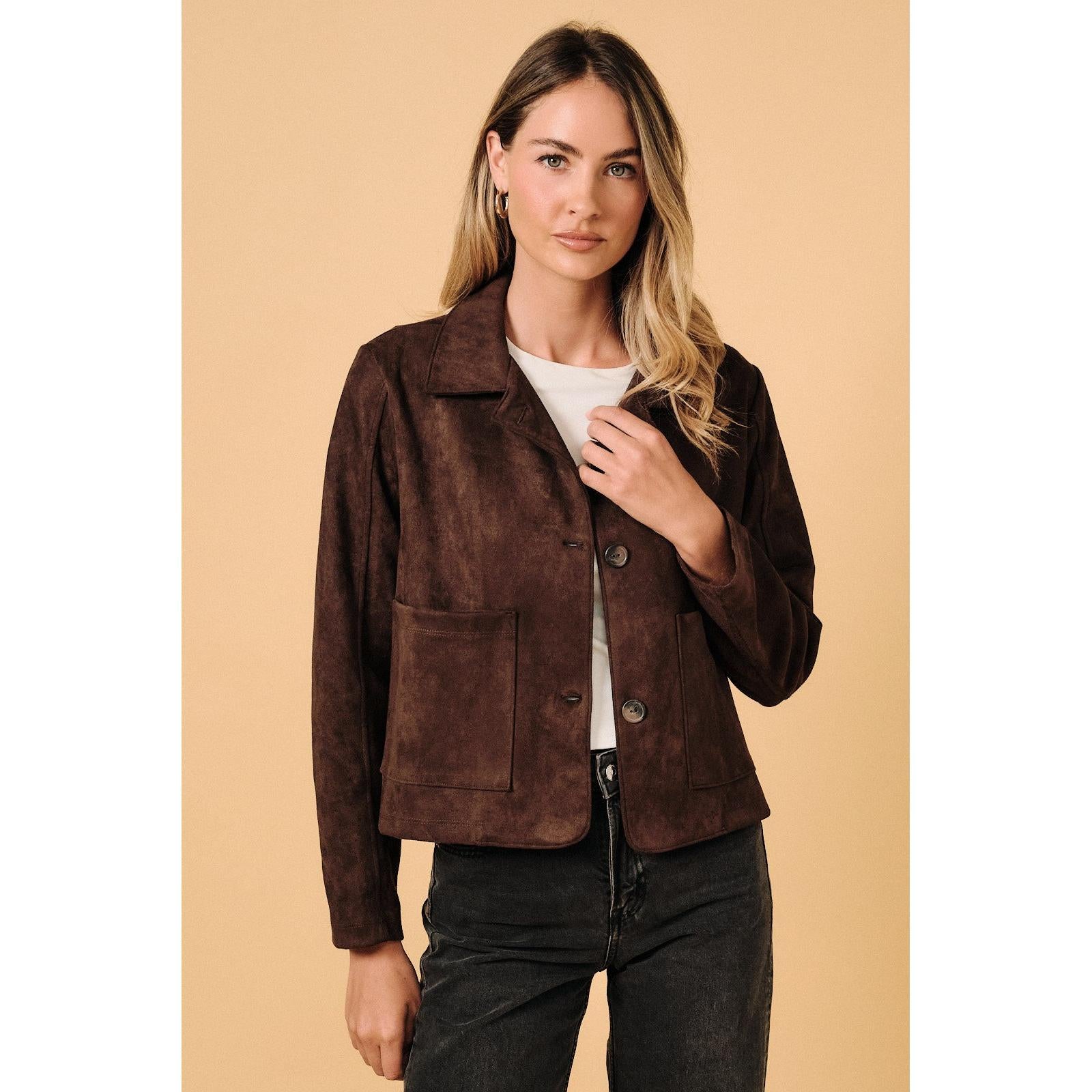faux suede crop jacket