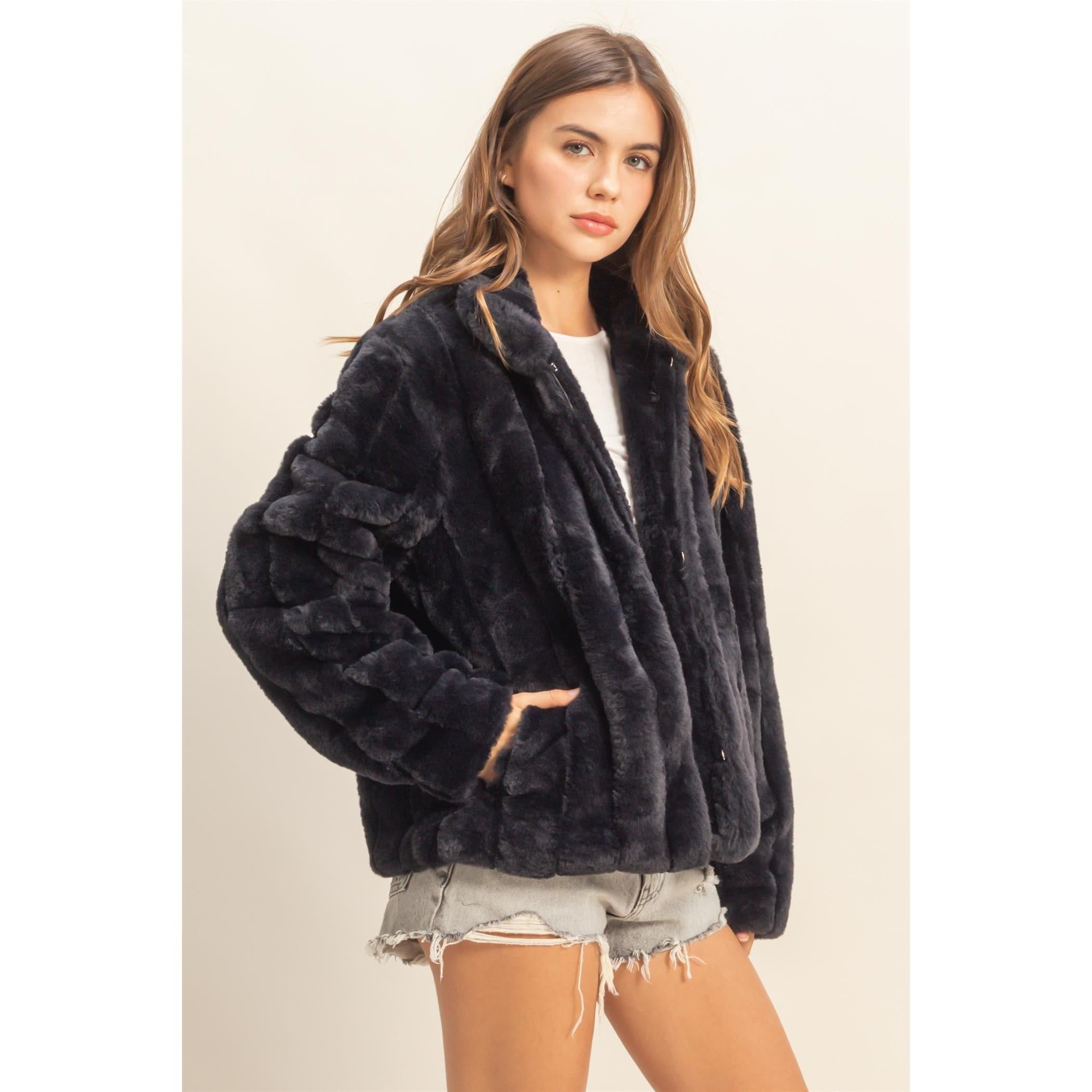 Faux Fur Jacket || Black