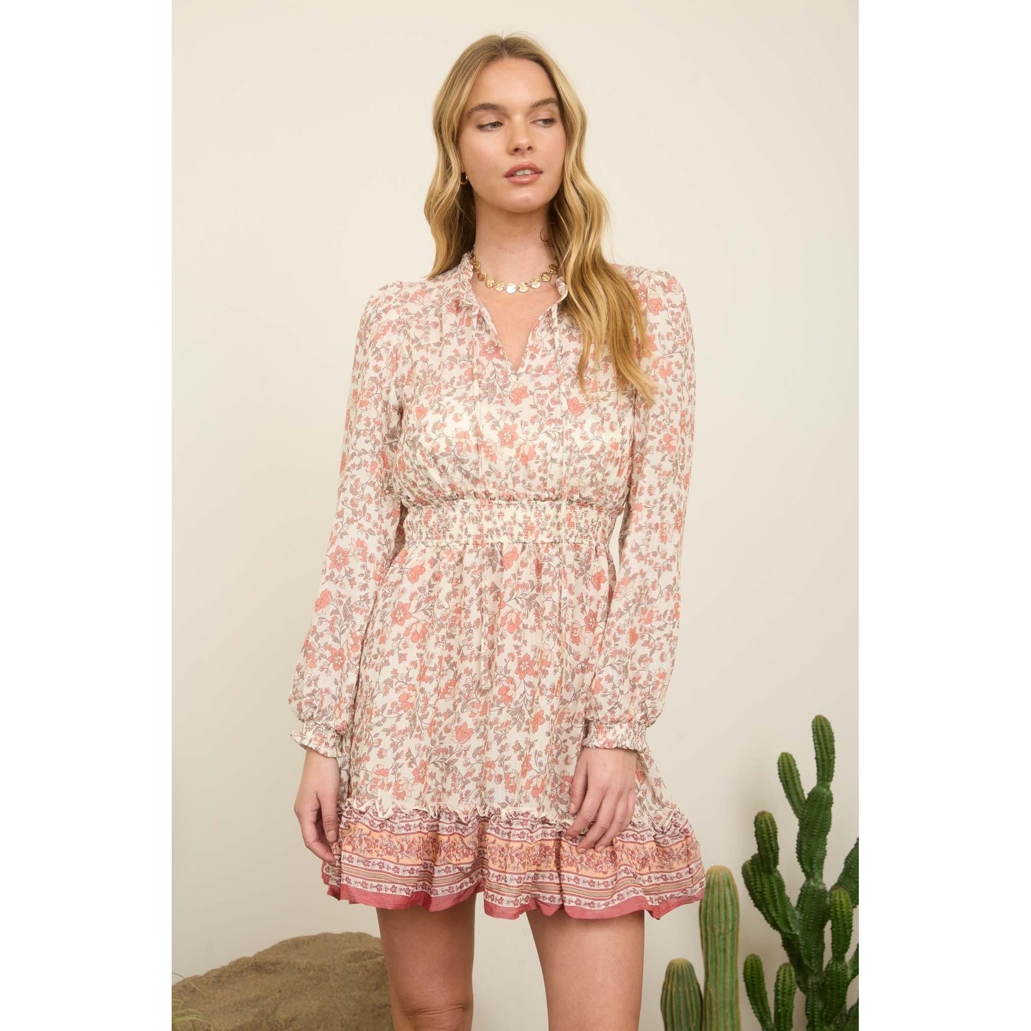 long sleeve floral print dress 
