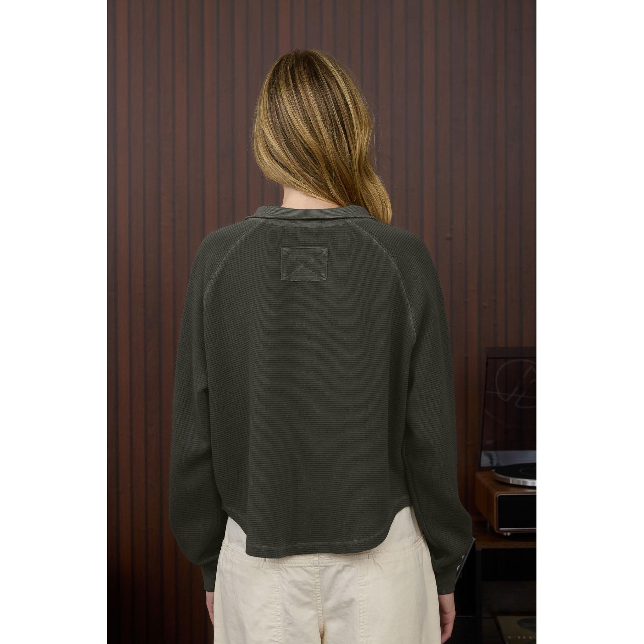 Half Snap Button Long Sleeve