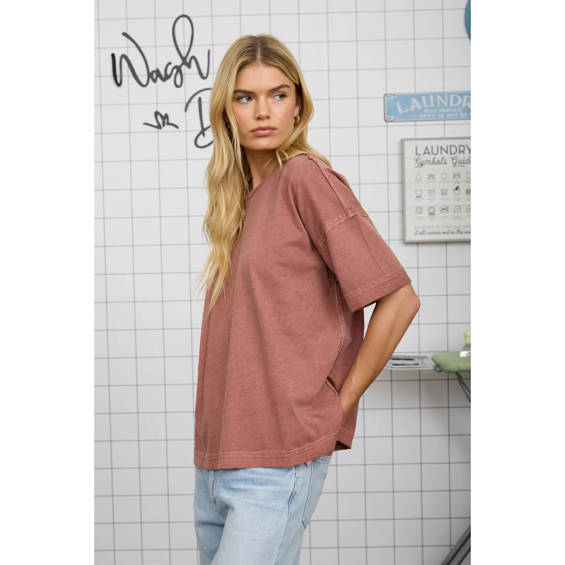 Washed Exposed Seam Tee