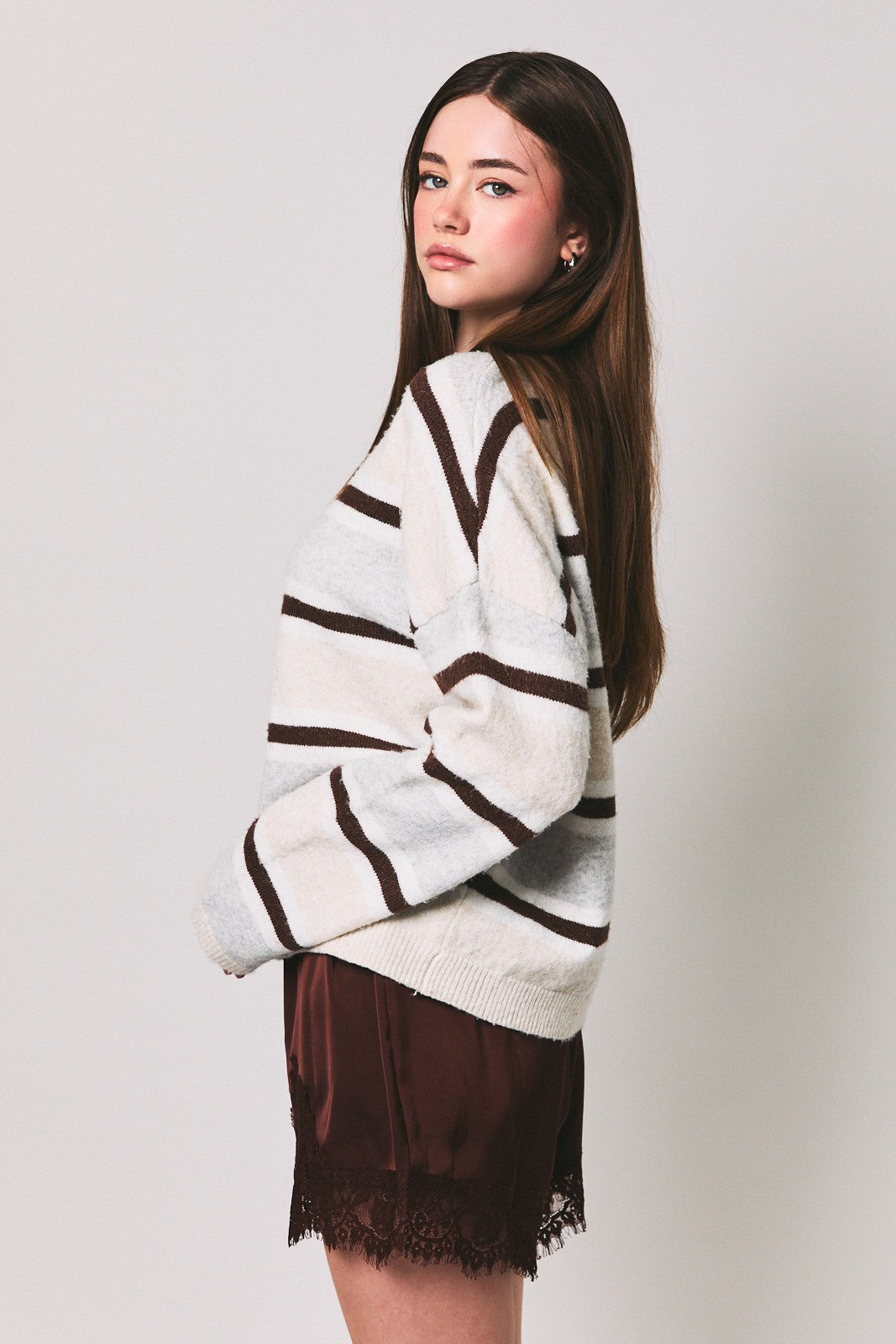 Long Sleeve Striped Soft Cardigan