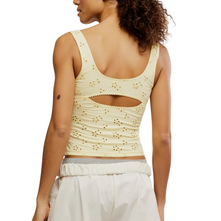 Free People Full Bloom Eyelet Cami || Banana Cream