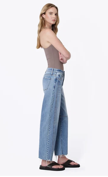 Vervet High Rise Raw Hem Seam Crop Barrel Jeans || Civilize