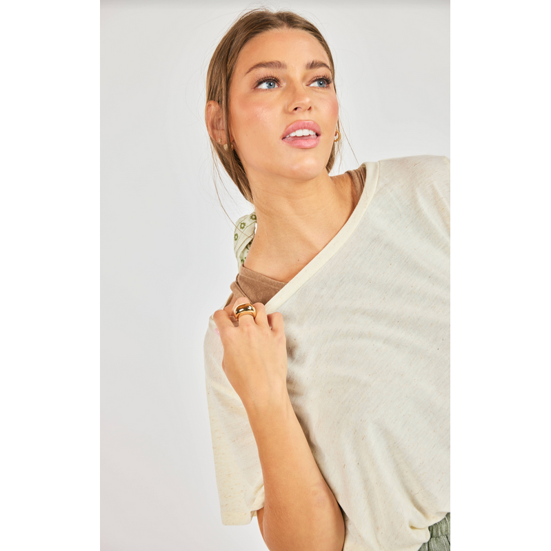 Sadie & Sage Sand Toys Layered Tank & Tee || Oatmeal Mocha
