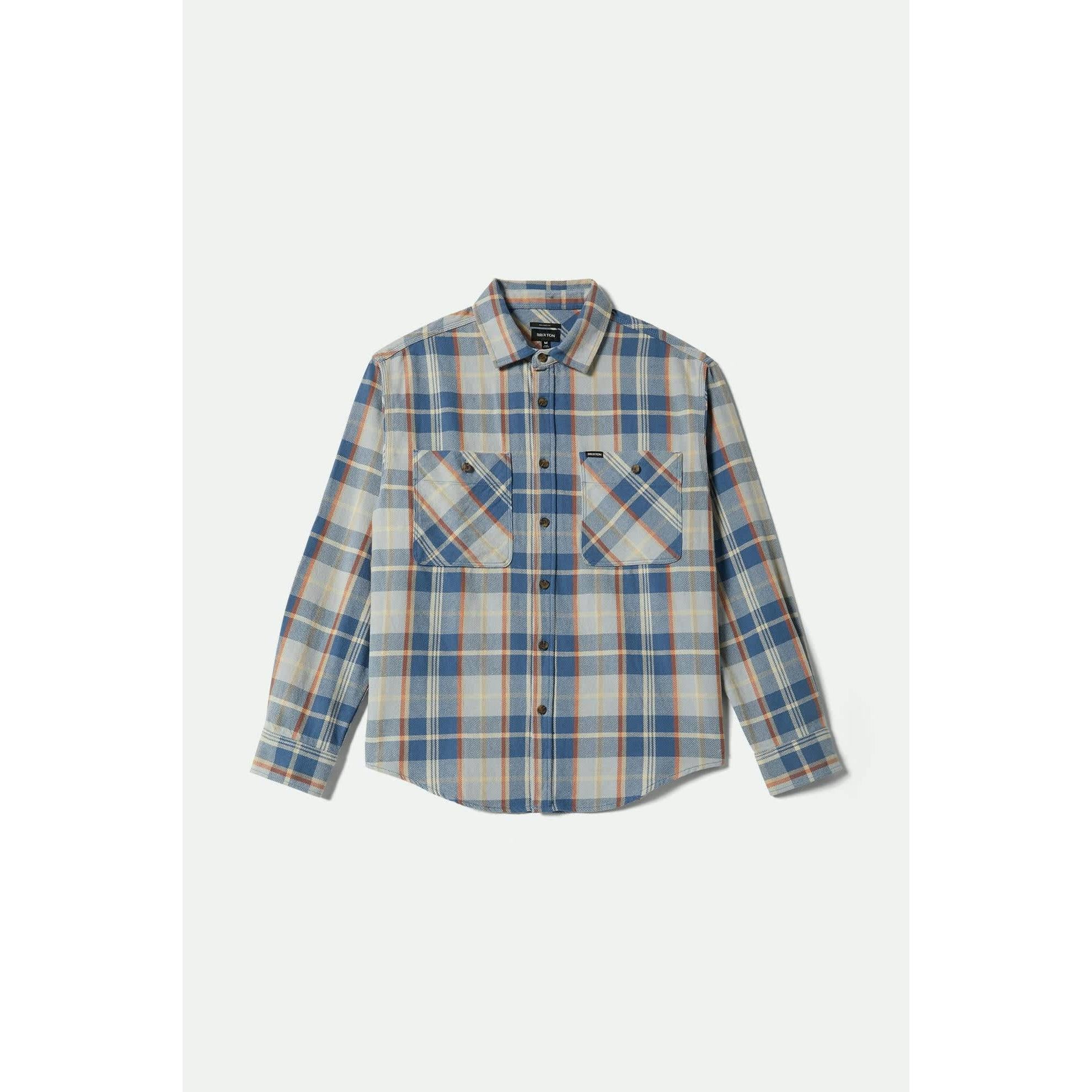 Brixton Vintage Wash Flannel ||  Blue/Soft Blue/Orange