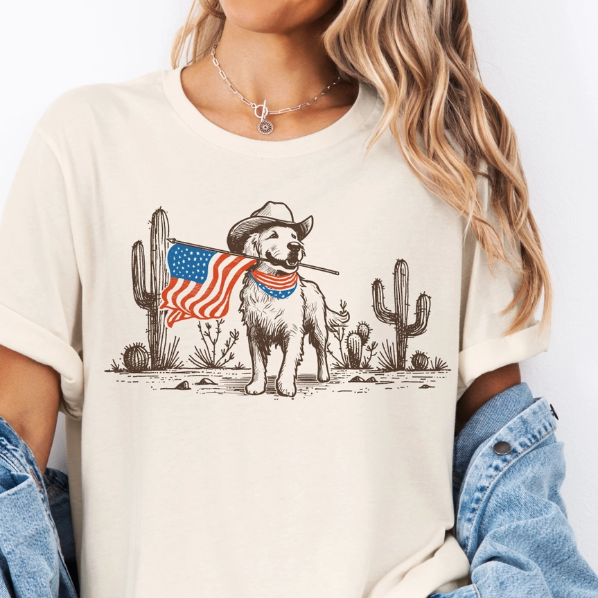 women's 4th of July dog t-shirt