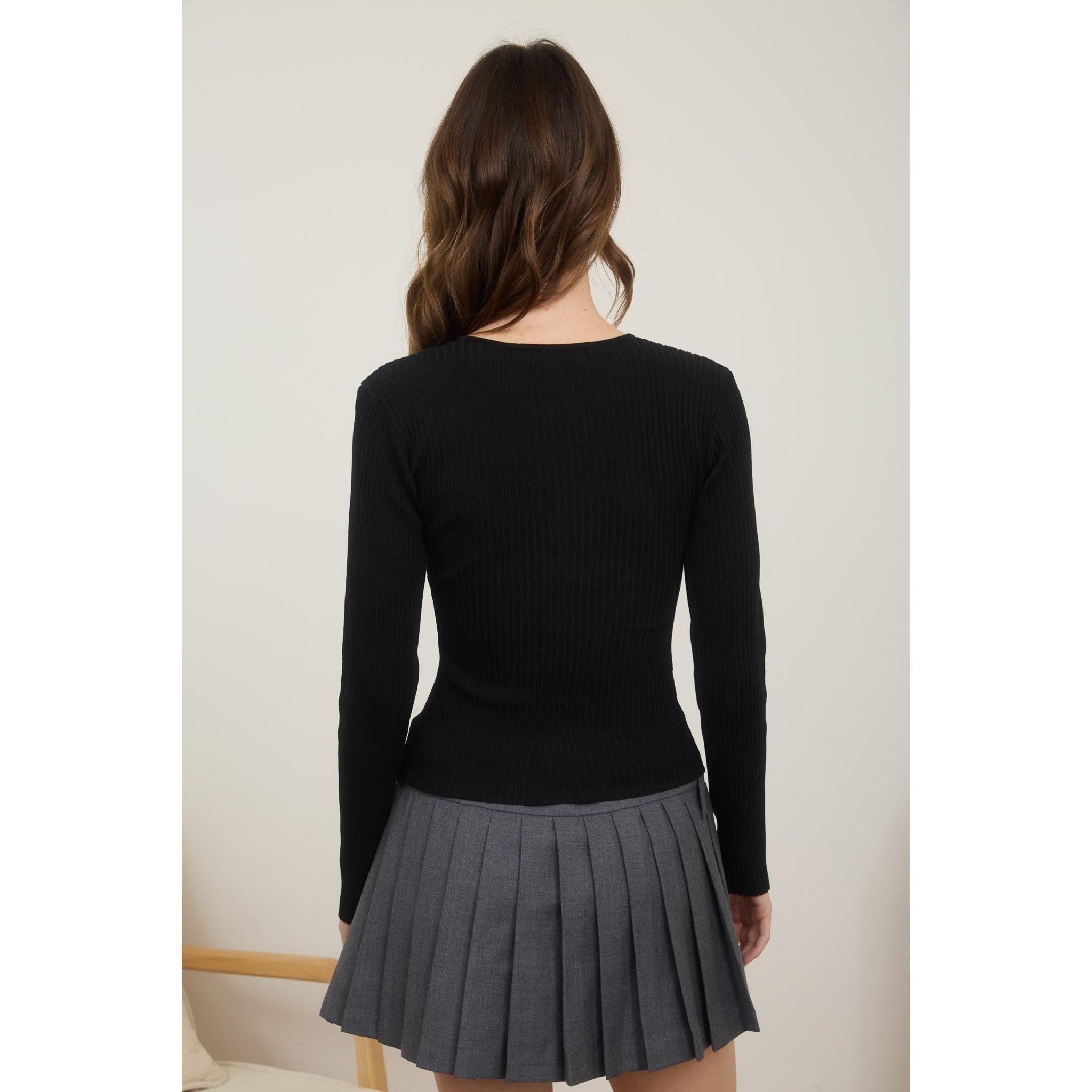Two-way Zipper Knit Cardigan || Black