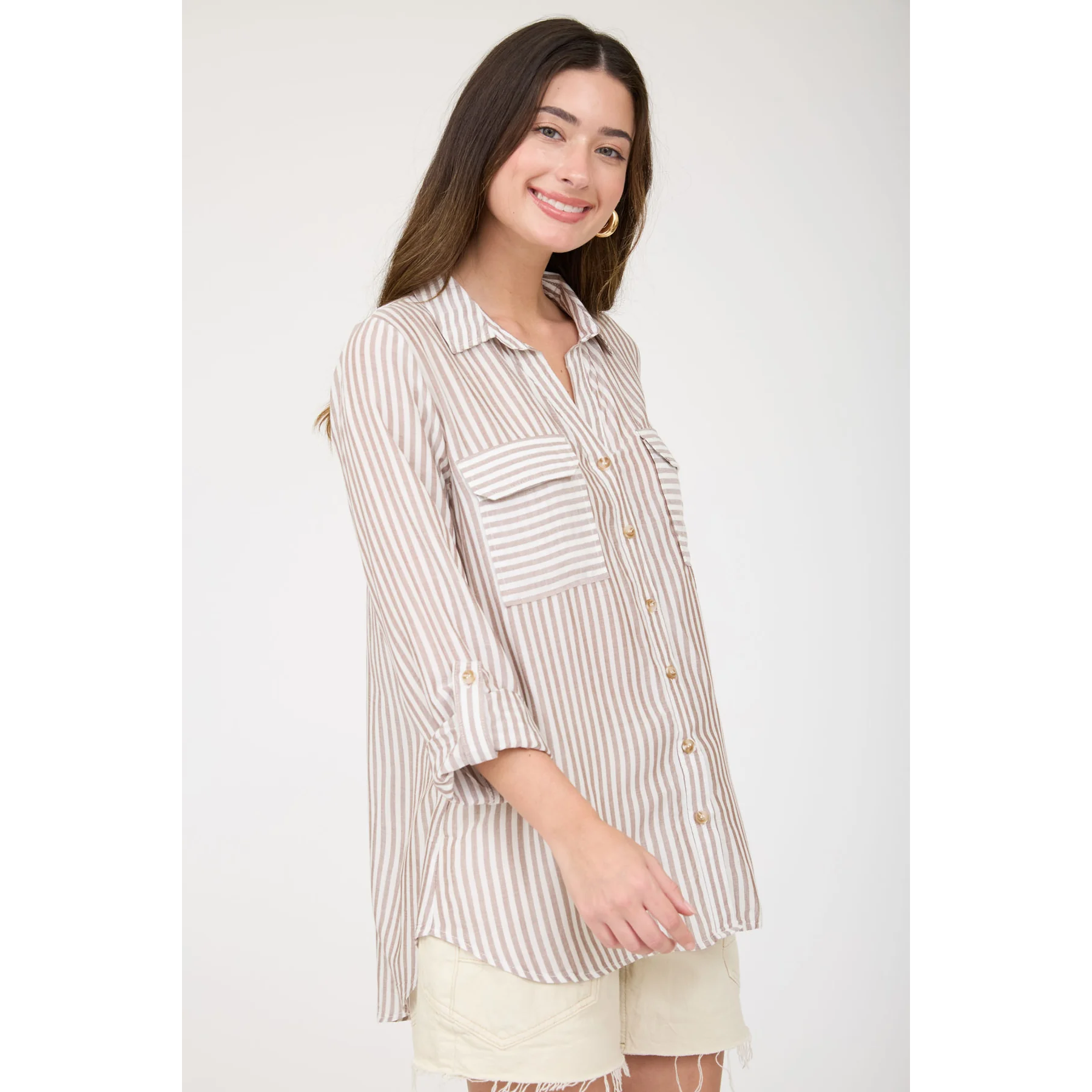 Lightweight Button Down Shirt || Brown