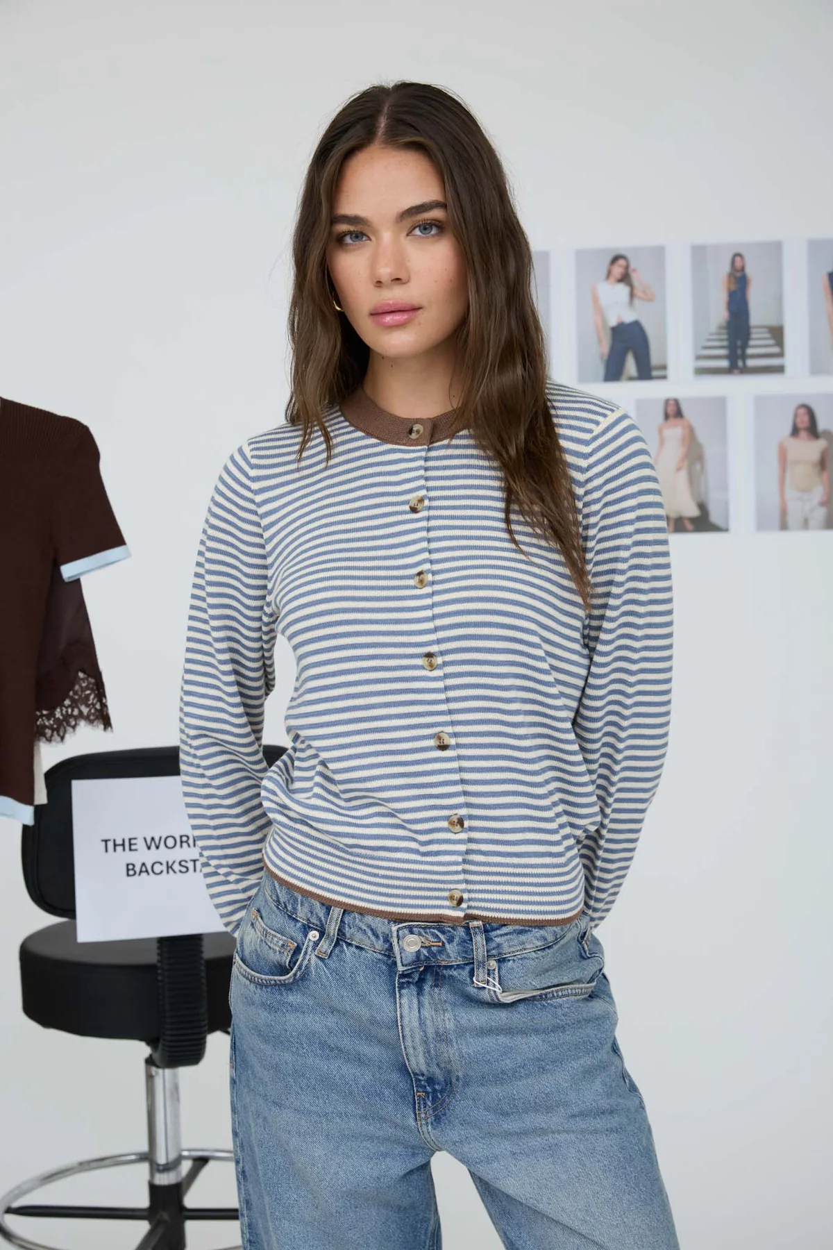 stripe button up cardigan