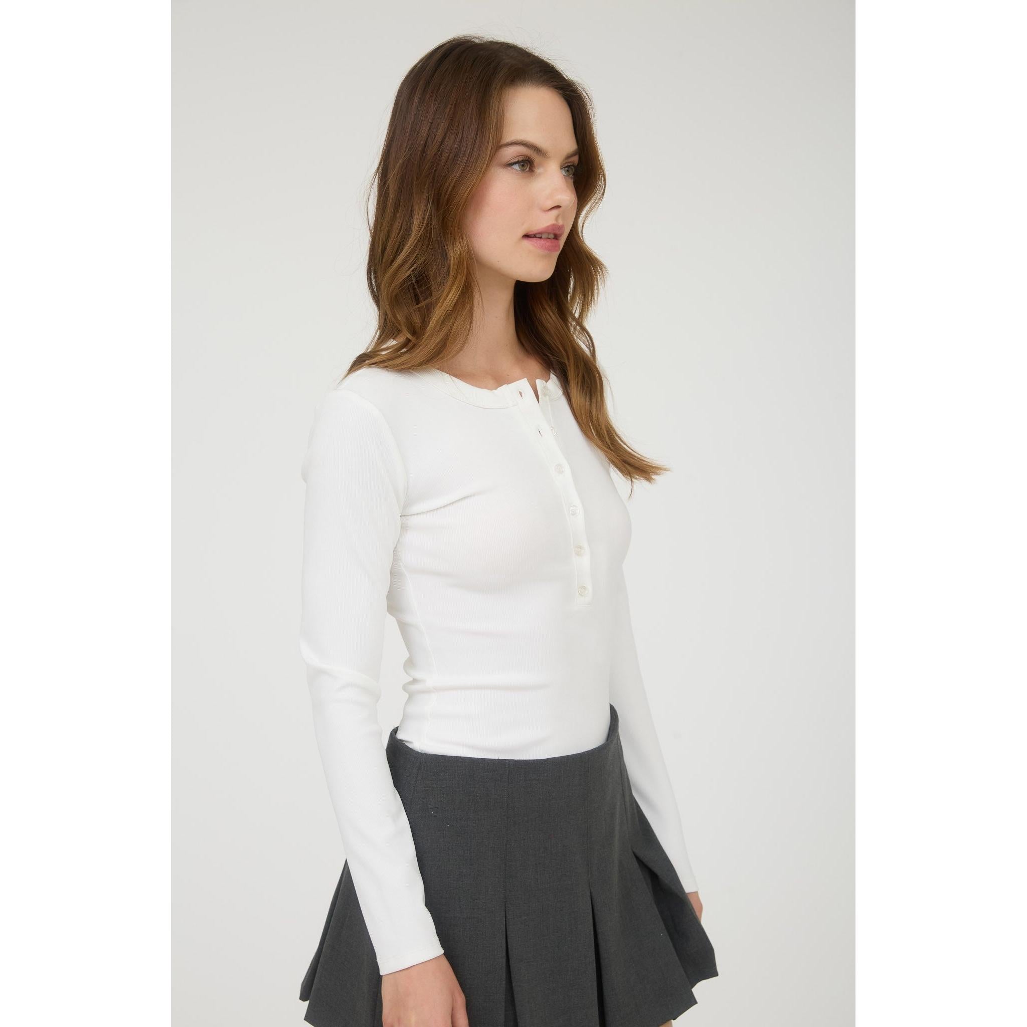 Ribbed Long Sleeve Henley