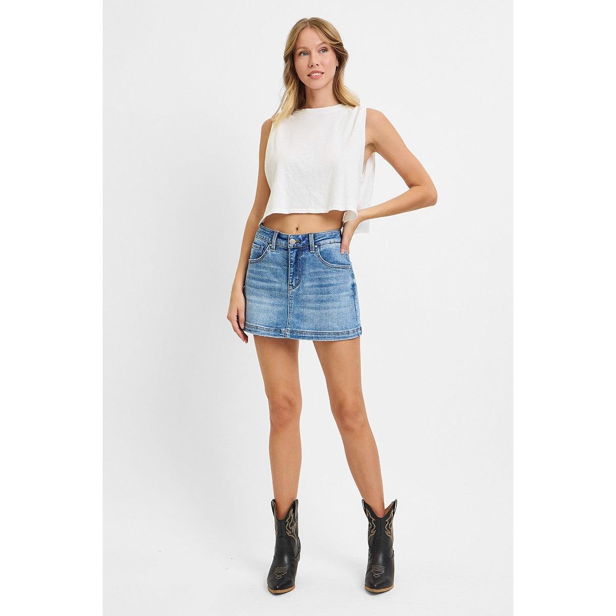 Risen denim skort