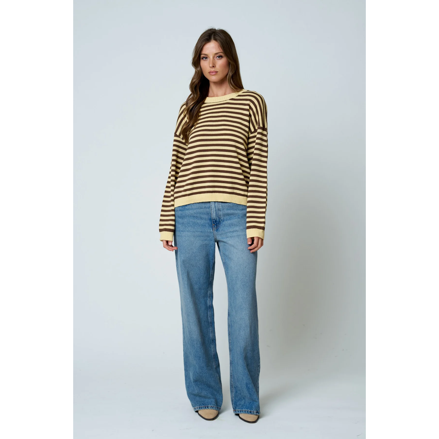 Stripe Back Button Detail Sweater