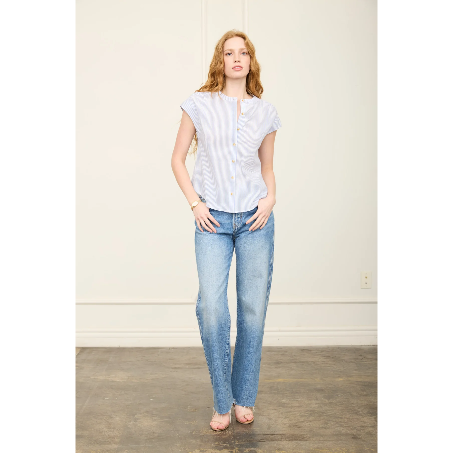 Button Down Short Sleeve Top