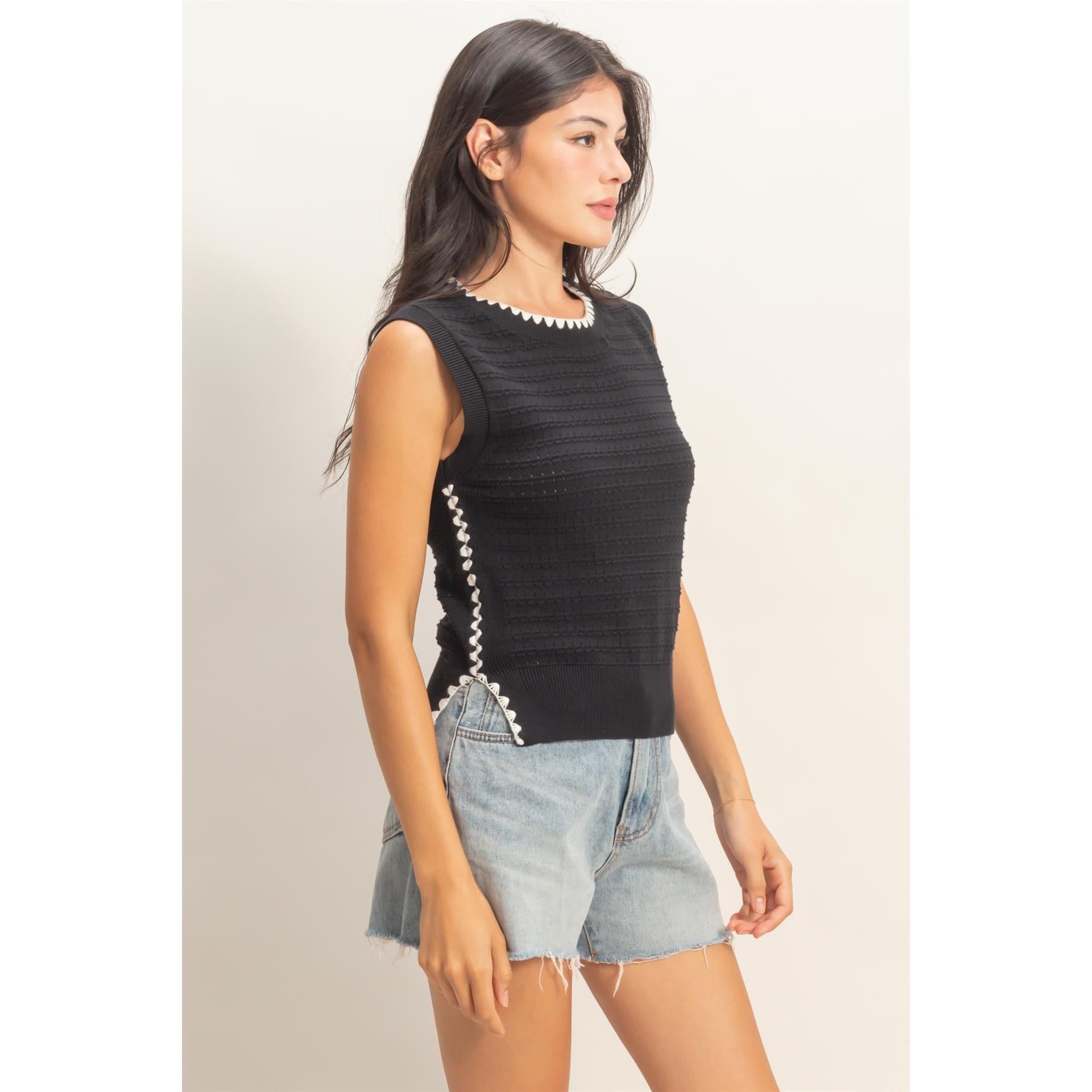 Sleeveless Knit Top || Black
