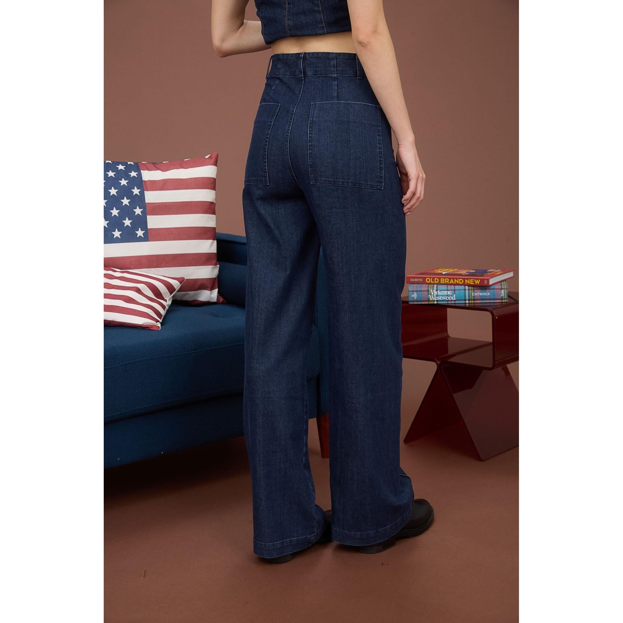 High Waist Front Seam Wide Leg Jeans || Denim