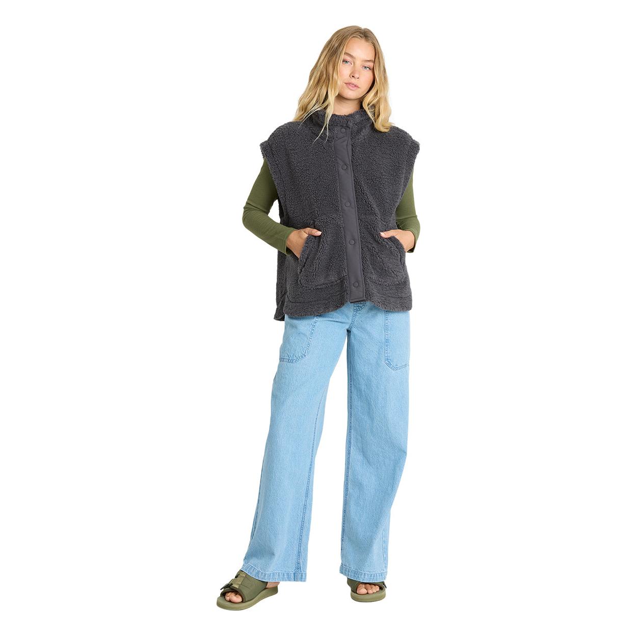 Billabong Waver Sherpa Vest || Washed Black