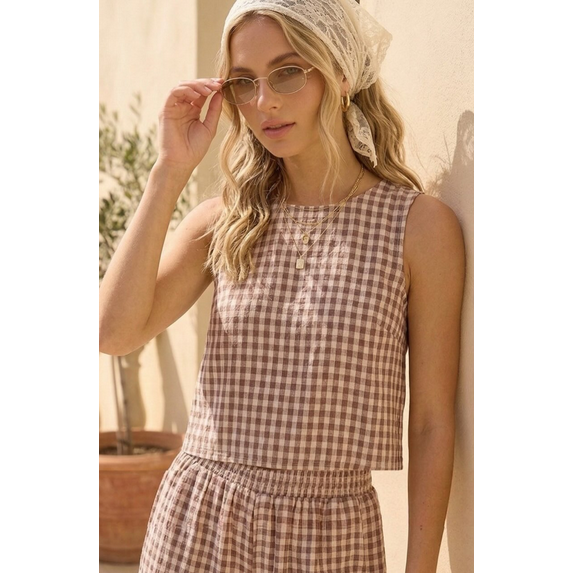 Gingham tank, linen tank