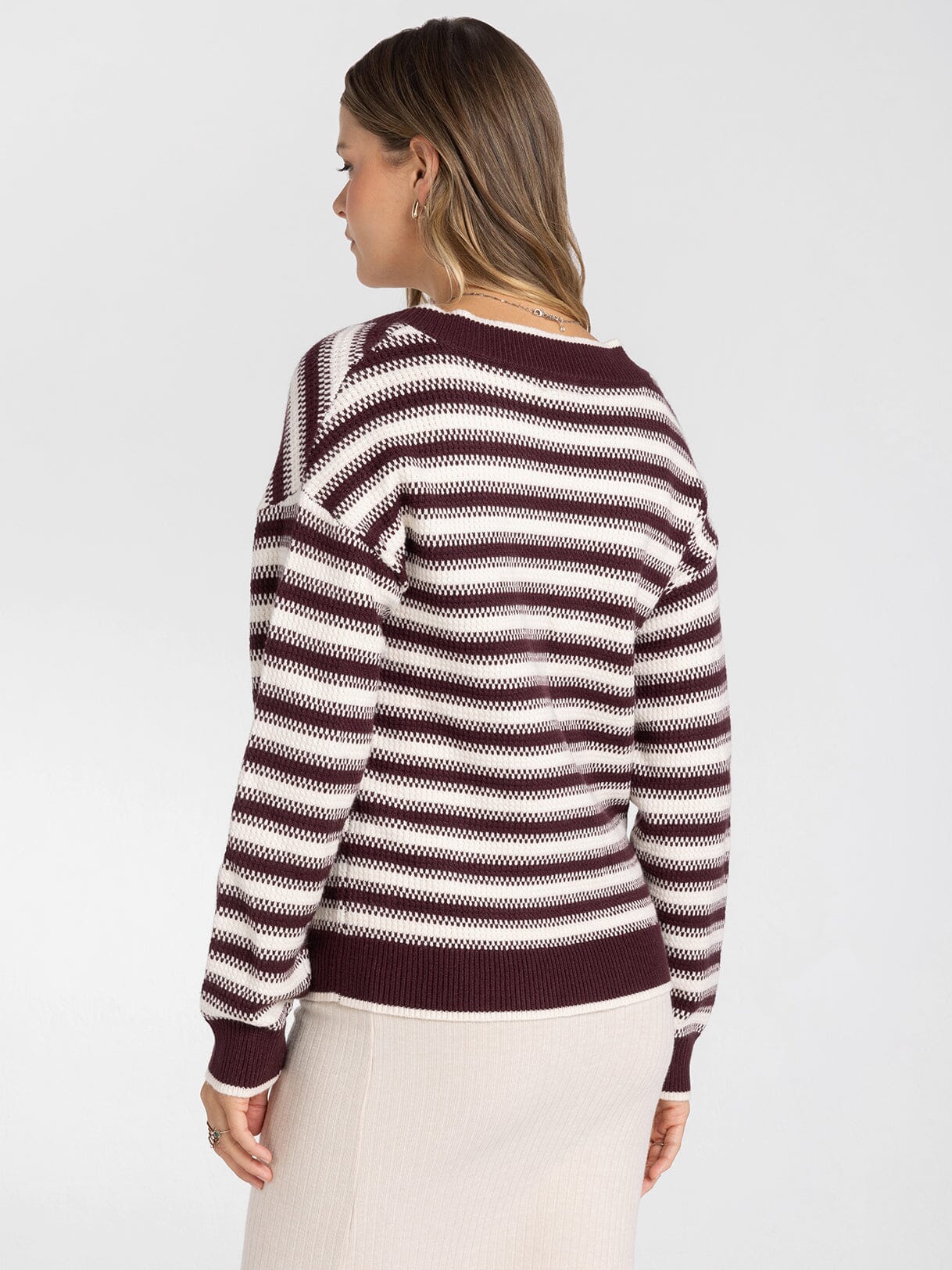 Thread & Supply Hollis Sweater || Cream Maroon Stripe