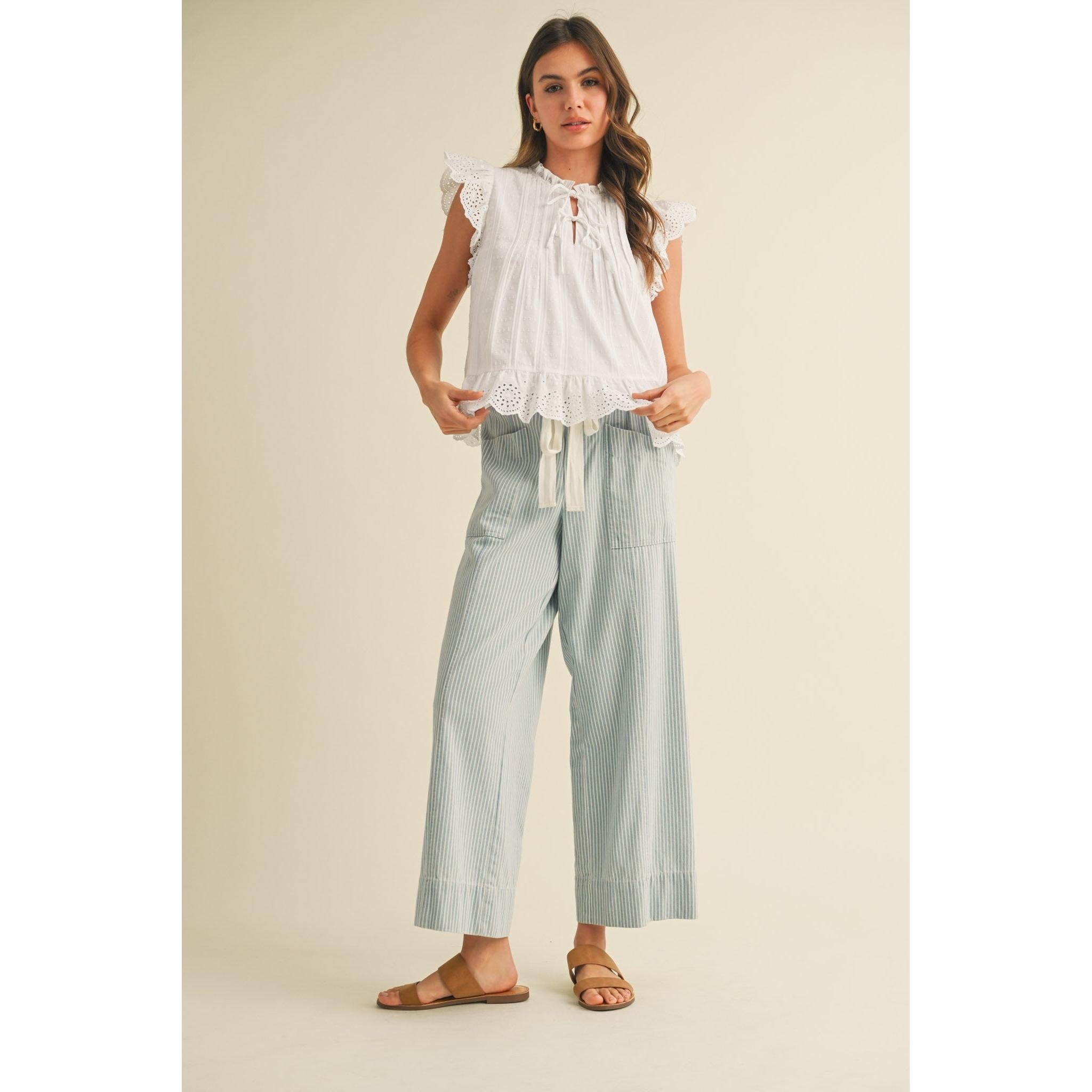 stripe wide leg pants