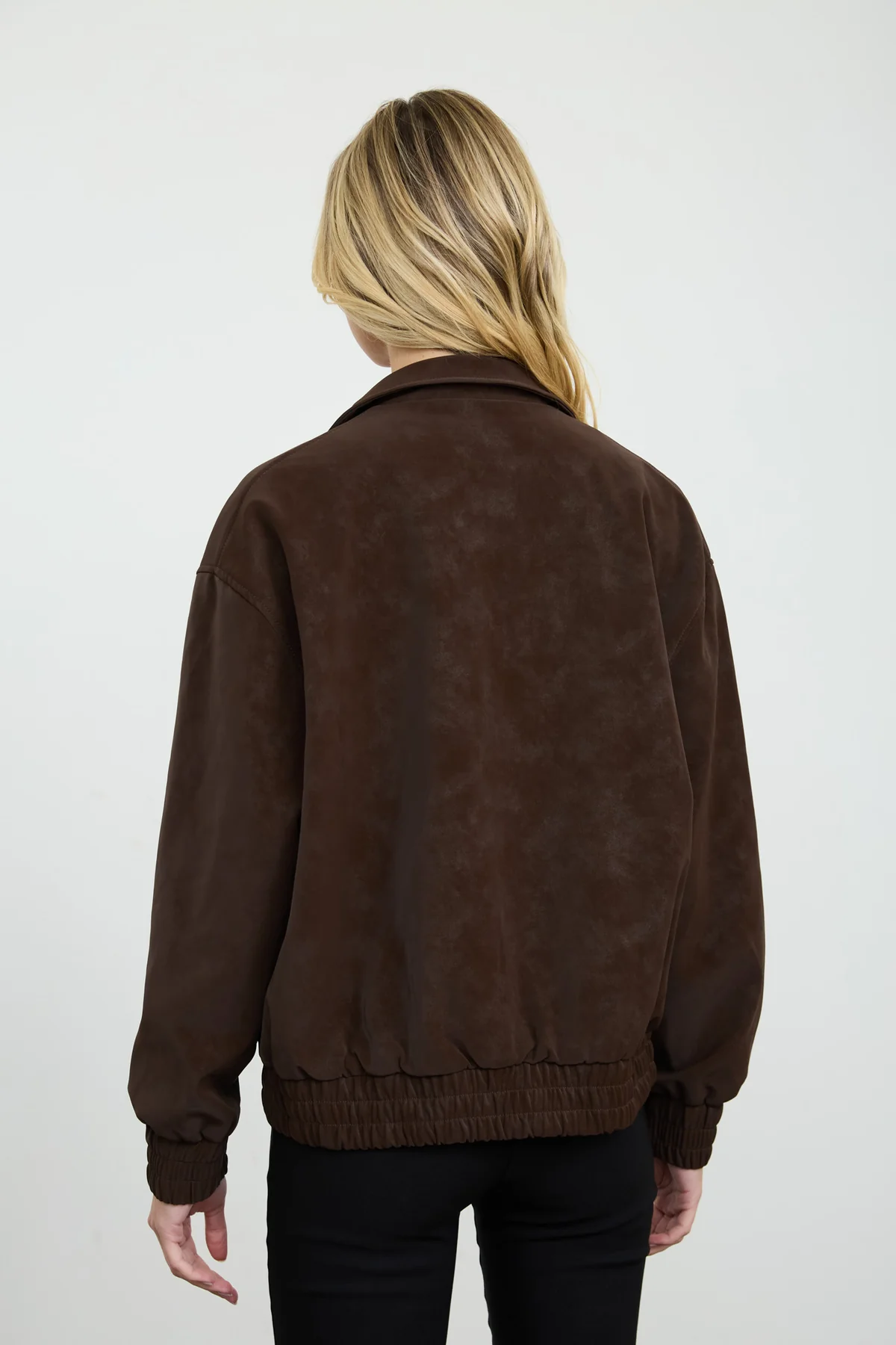 Faux Leather Bomber Jacket || Chocolate