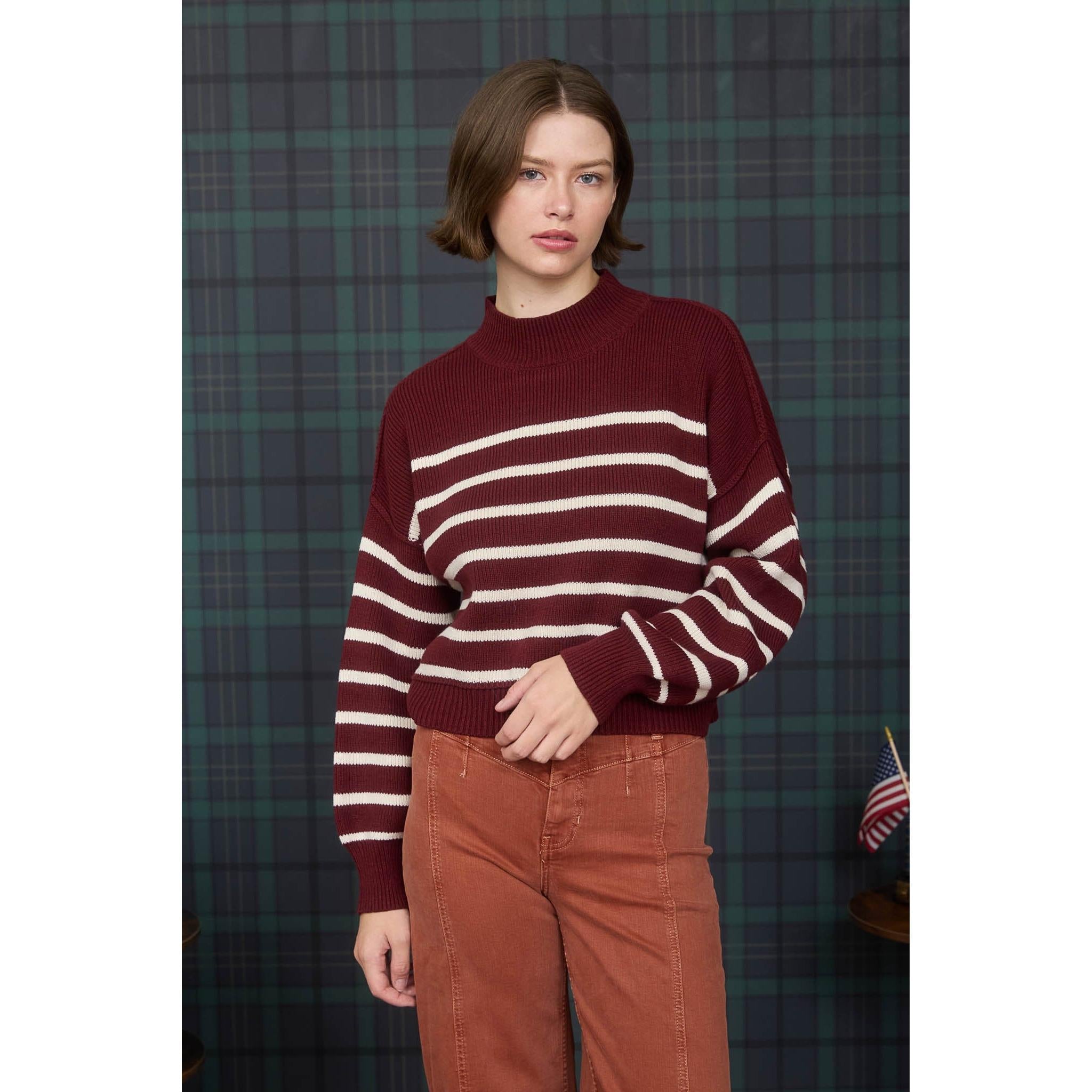 Mock Neck Drop Shoulder Sweater