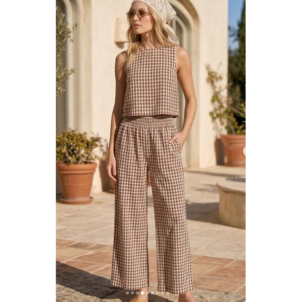 linen gingham pants