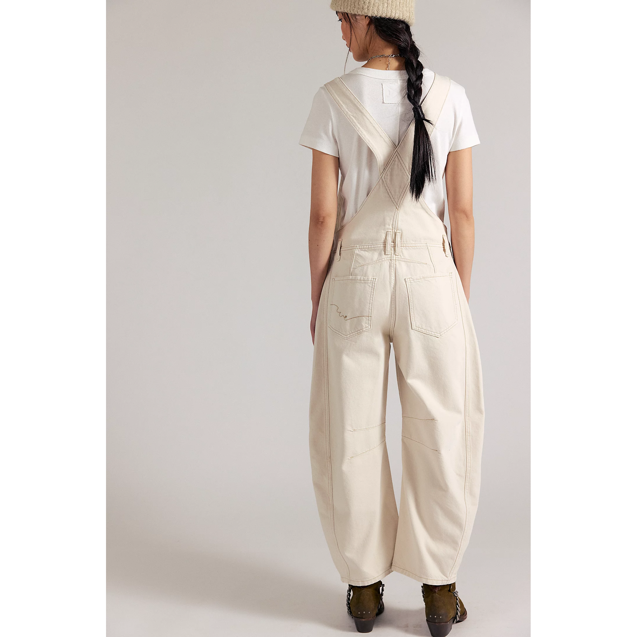 Free People Good Luck Barrel Overalls || Milk